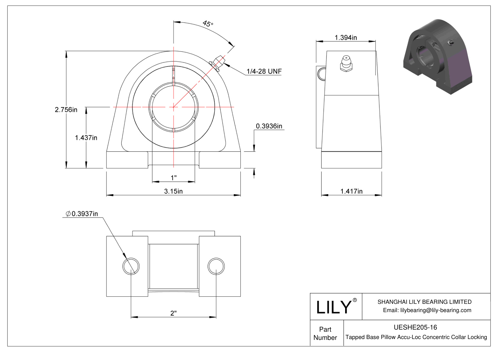 UESHE205-16 攻丝底座枕 Accu-Loc 同心环锁定 cad drawing