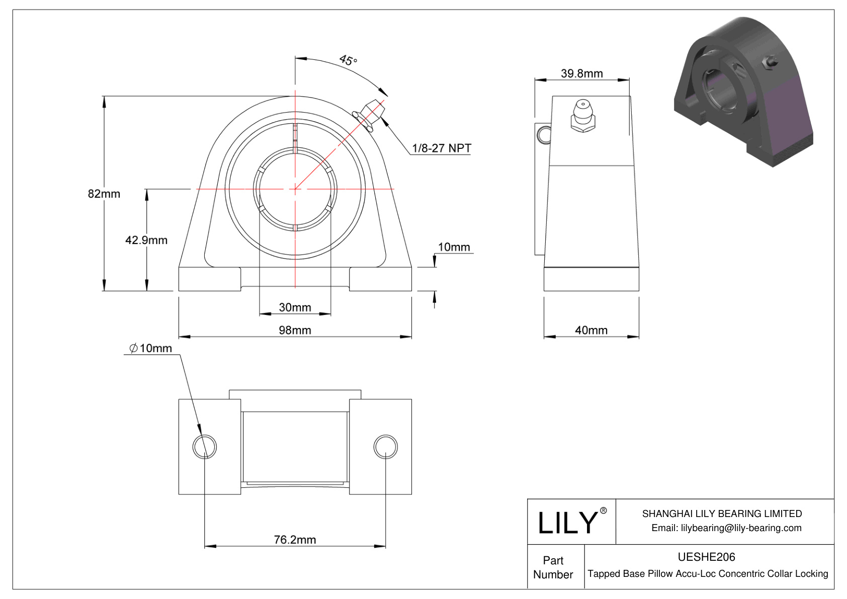 UESHE206 Base roscada Almohadilla Accu-Loc Bloqueo de collar concéntrico cad drawing