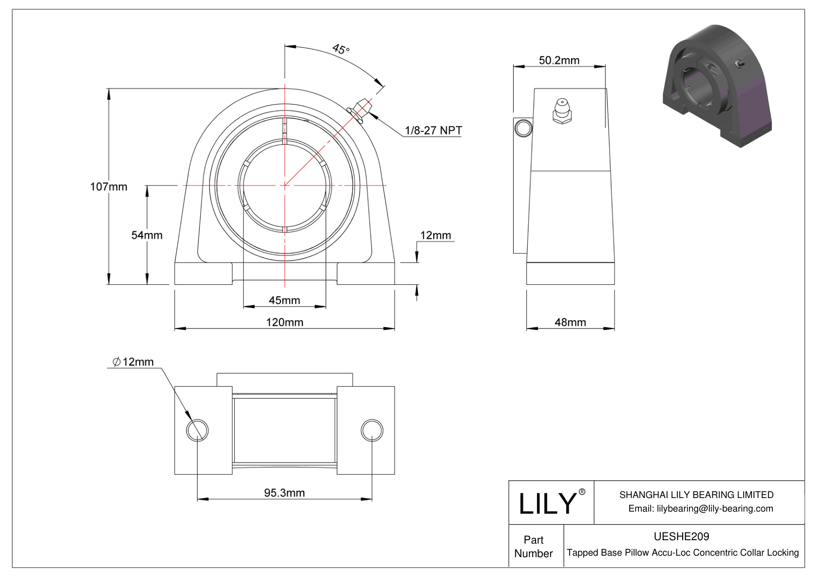 UESHE209 Base roscada Almohadilla Accu-Loc Bloqueo de collar concéntrico cad drawing