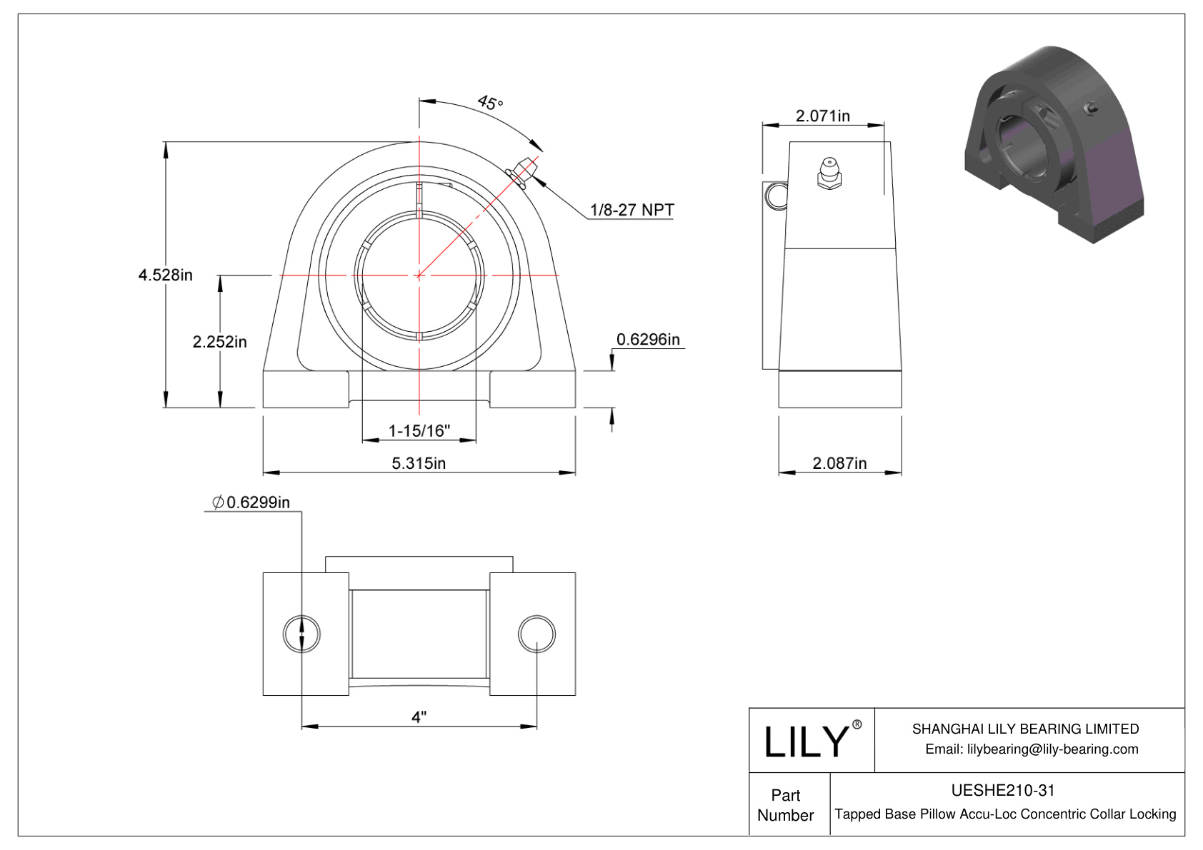 UESHE210-31 Base roscada Almohadilla Accu-Loc Bloqueo de collar concéntrico cad drawing