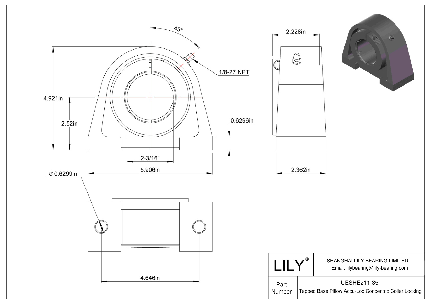 UESHE211-35 Base roscada Almohadilla Accu-Loc Bloqueo de collar concéntrico cad drawing