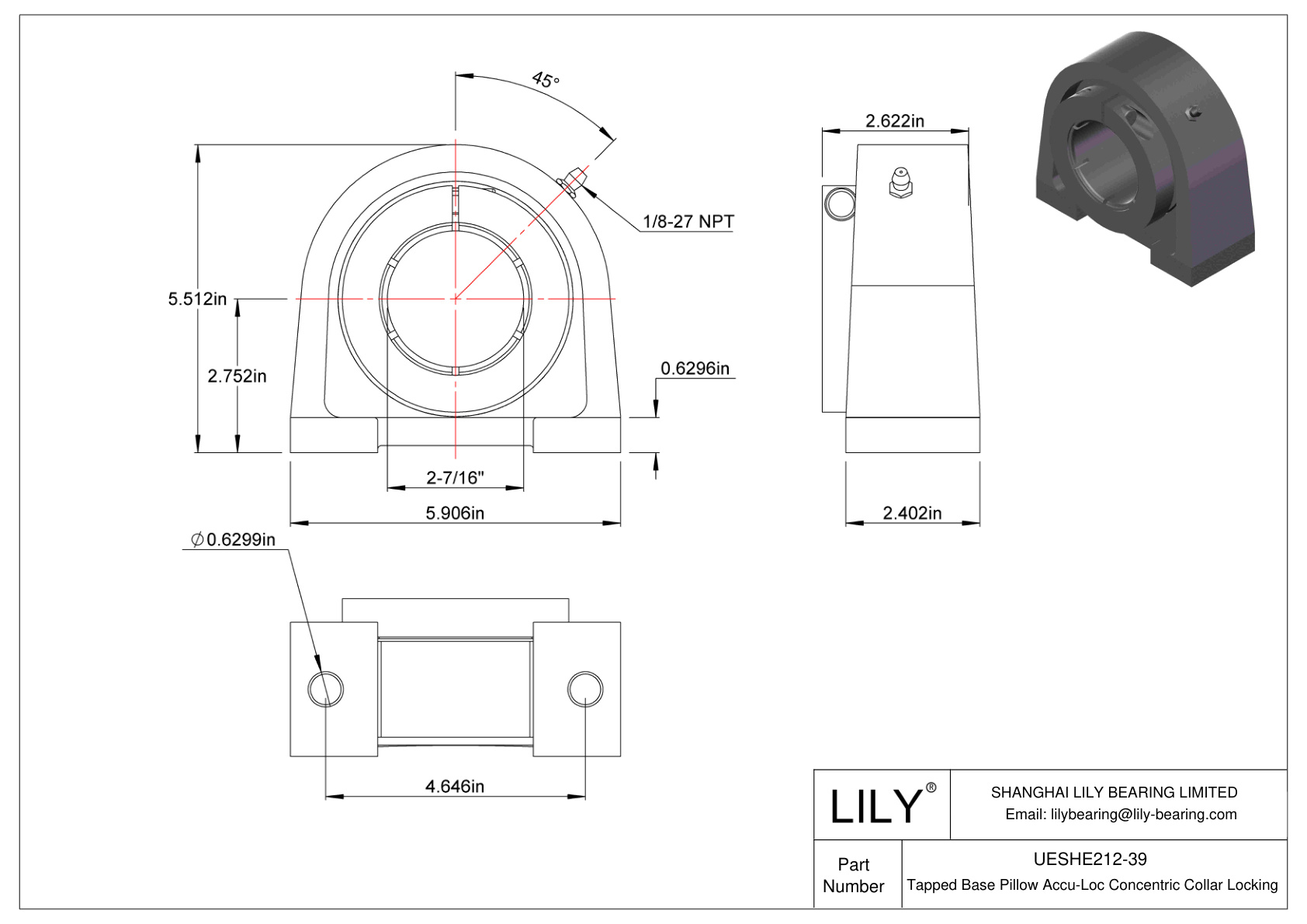 UESHE212-39 攻丝底座枕 Accu-Loc 同心环锁定 cad drawing