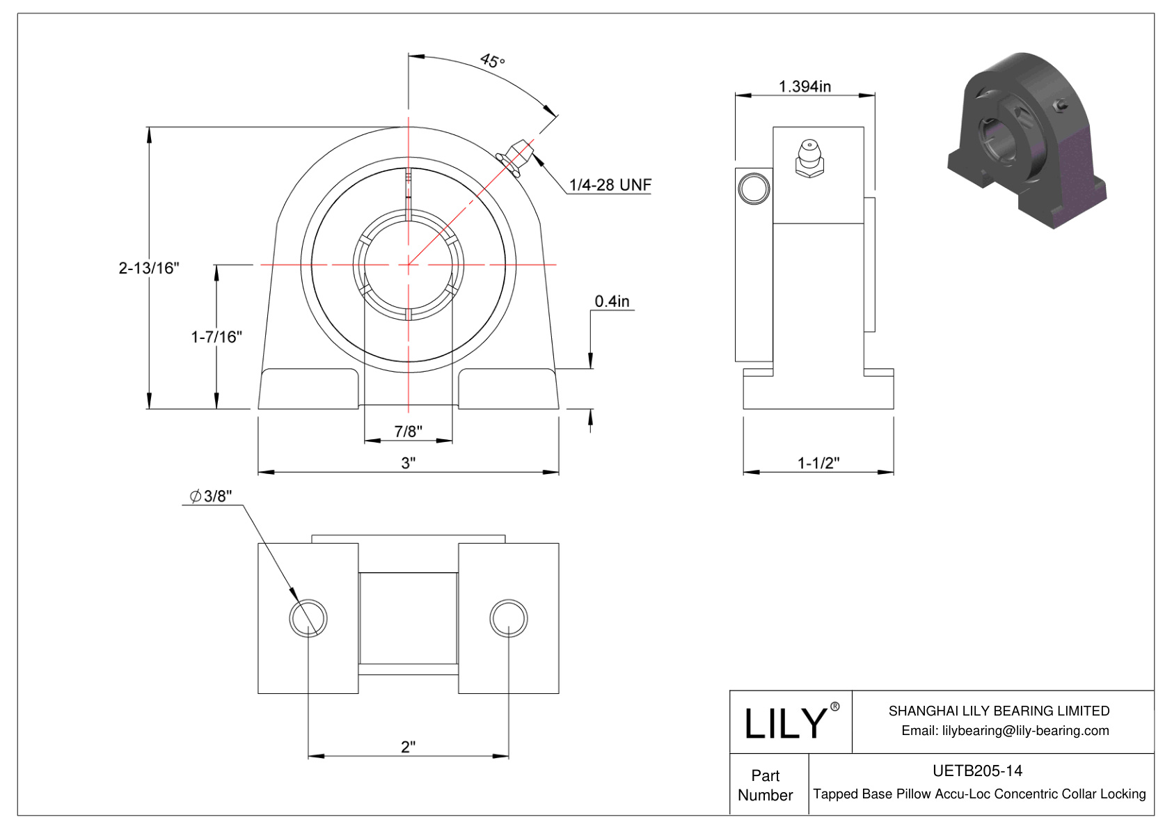 UETB205-14 攻丝底座枕 Accu-Loc 同心环锁定 cad drawing