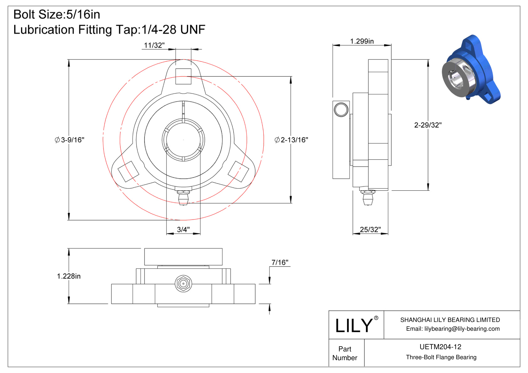 UETM204-12 三螺栓法兰轴承 Accu-Loc 同心环锁定 cad drawing