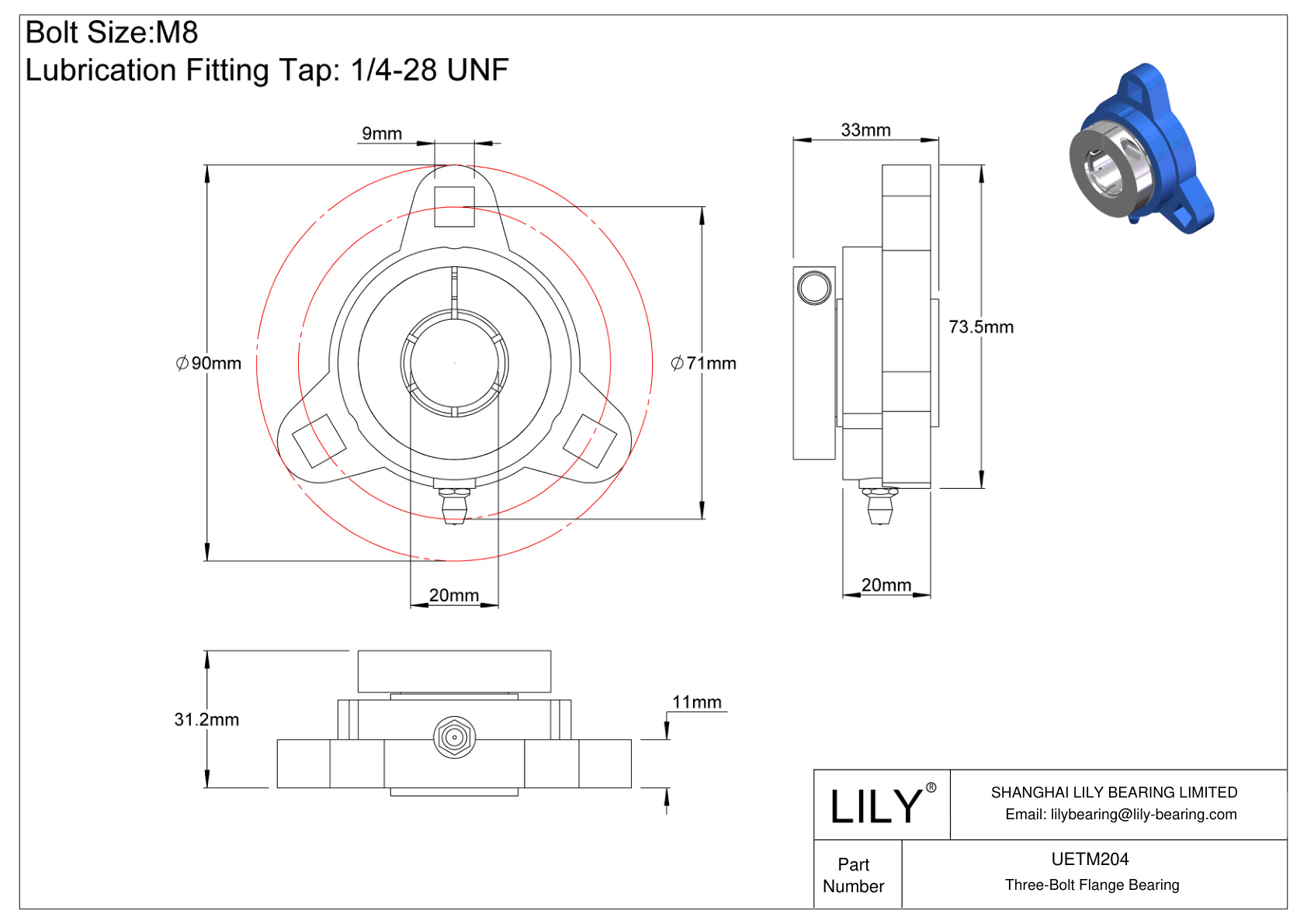 UETM204 三螺栓法兰轴承 Accu-Loc 同心环锁定 cad drawing