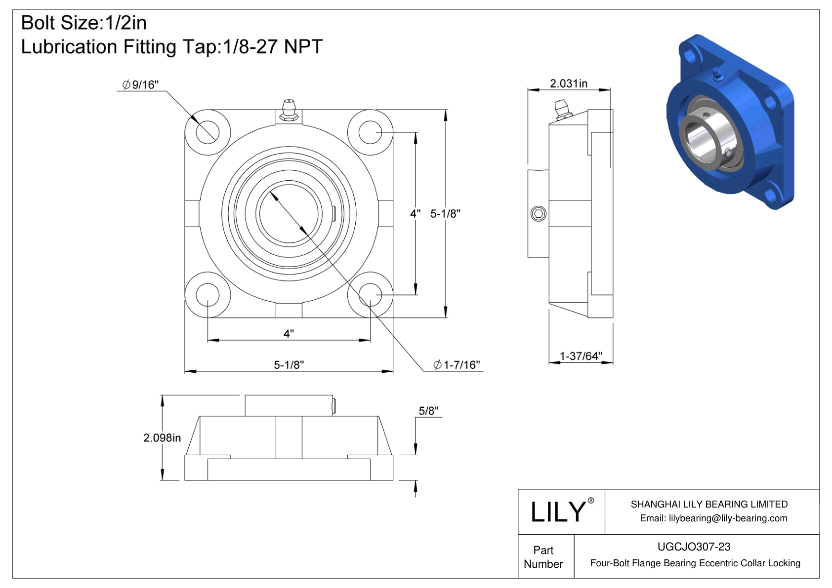 UGCJO307-23 四螺栓法兰轴承偏心套锁 cad drawing