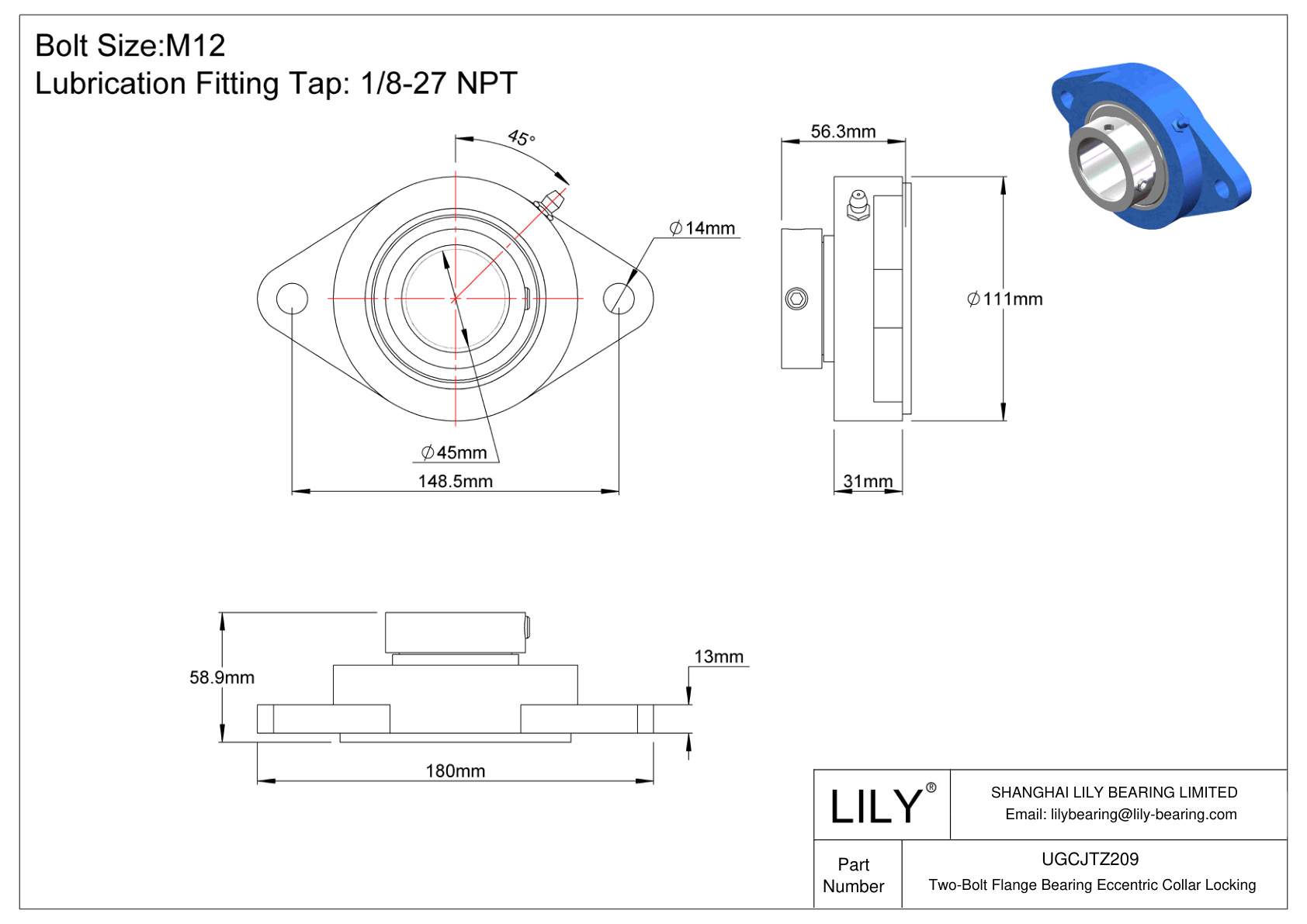 UGCJTZ209 双螺栓法兰轴承偏心套锁 cad drawing