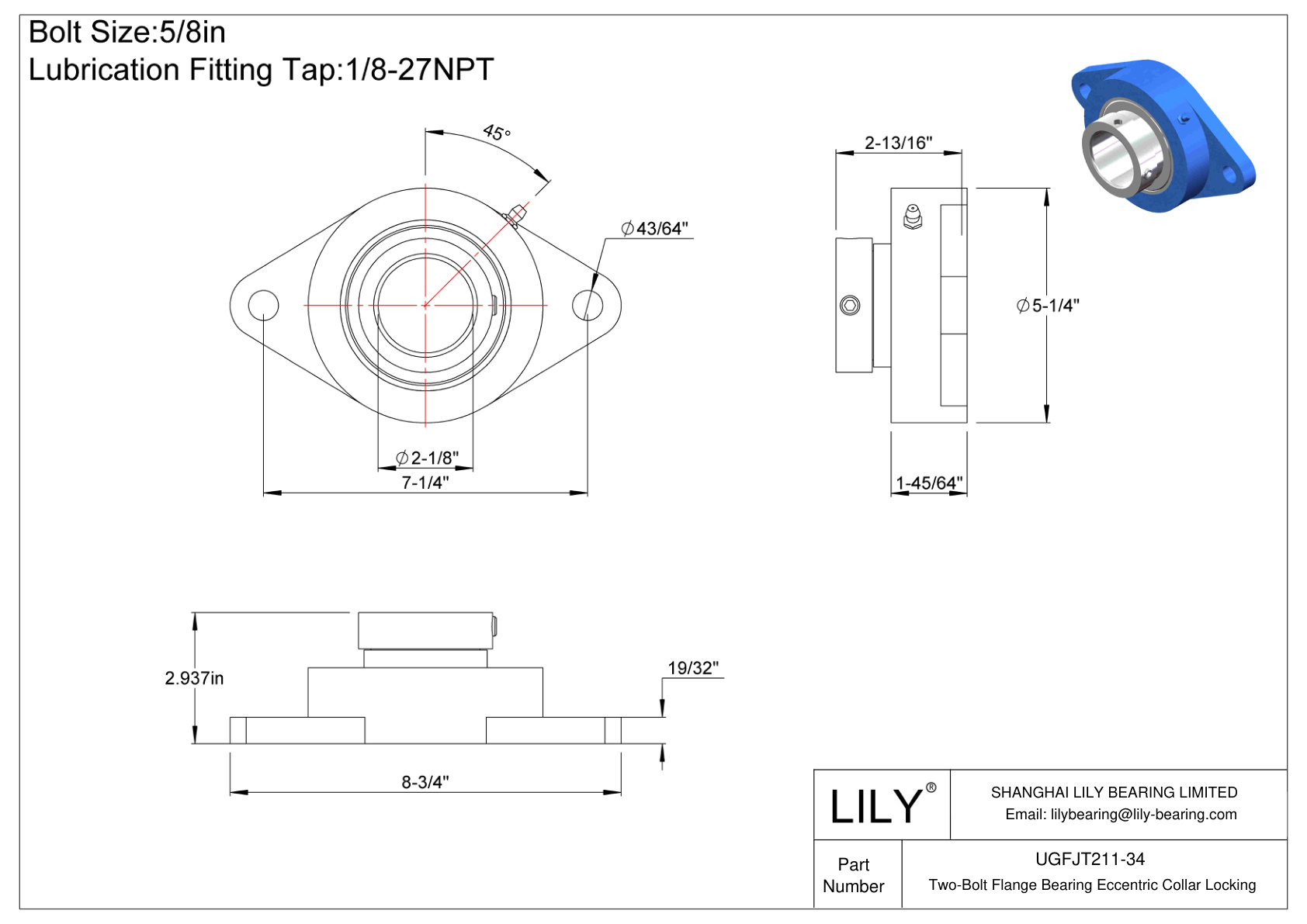 UGFJT211-34 双螺栓法兰轴承偏心套锁 cad drawing