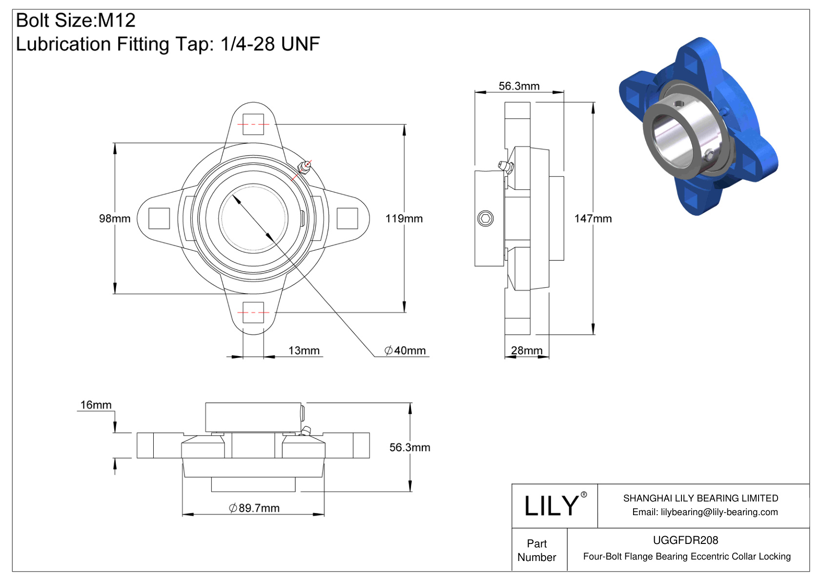 UGGFDR208 四螺栓法兰轴承偏心套锁 cad drawing