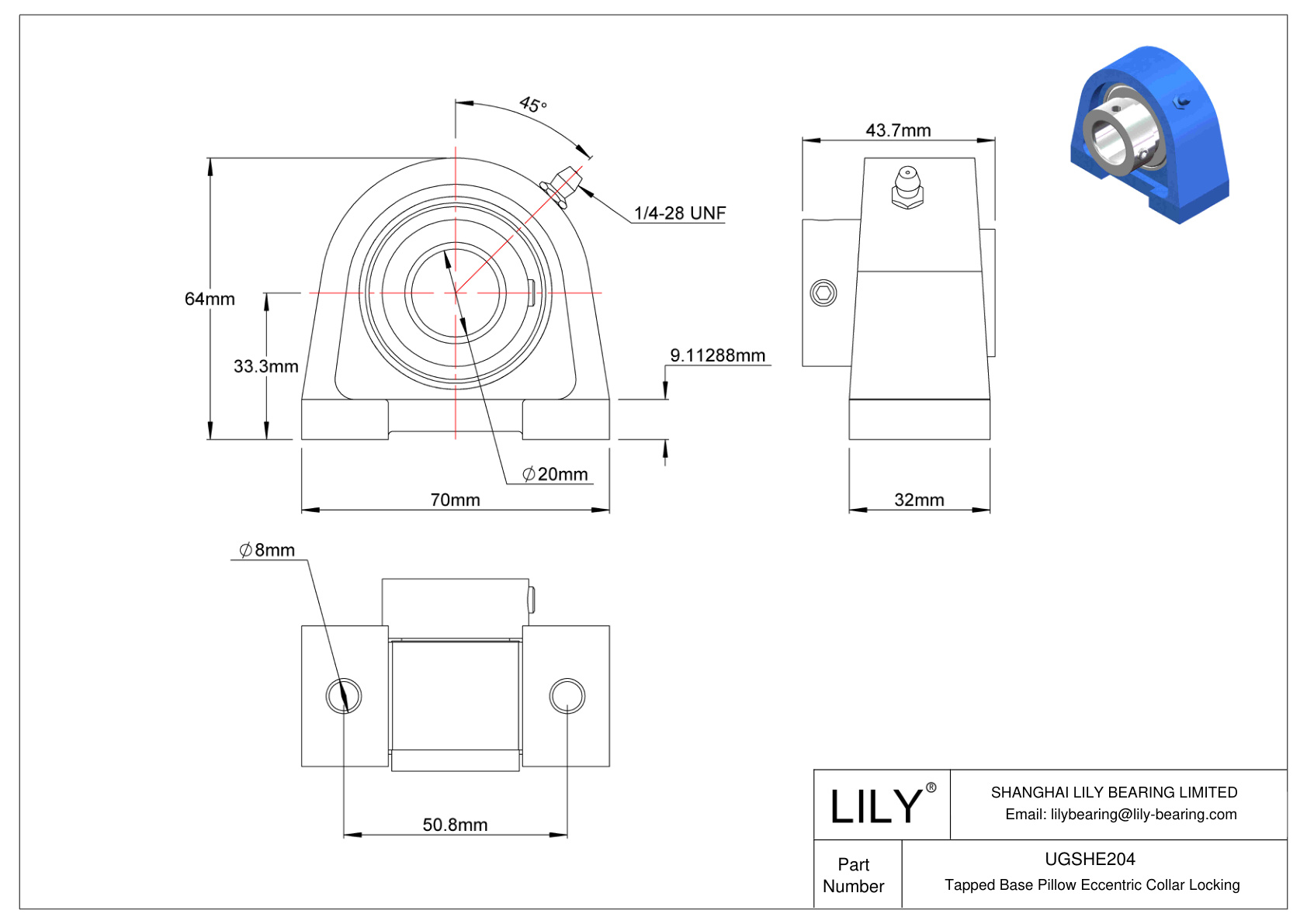 UGSHE204 Base roscada Almohada Collarín excéntrico Bloqueo cad drawing