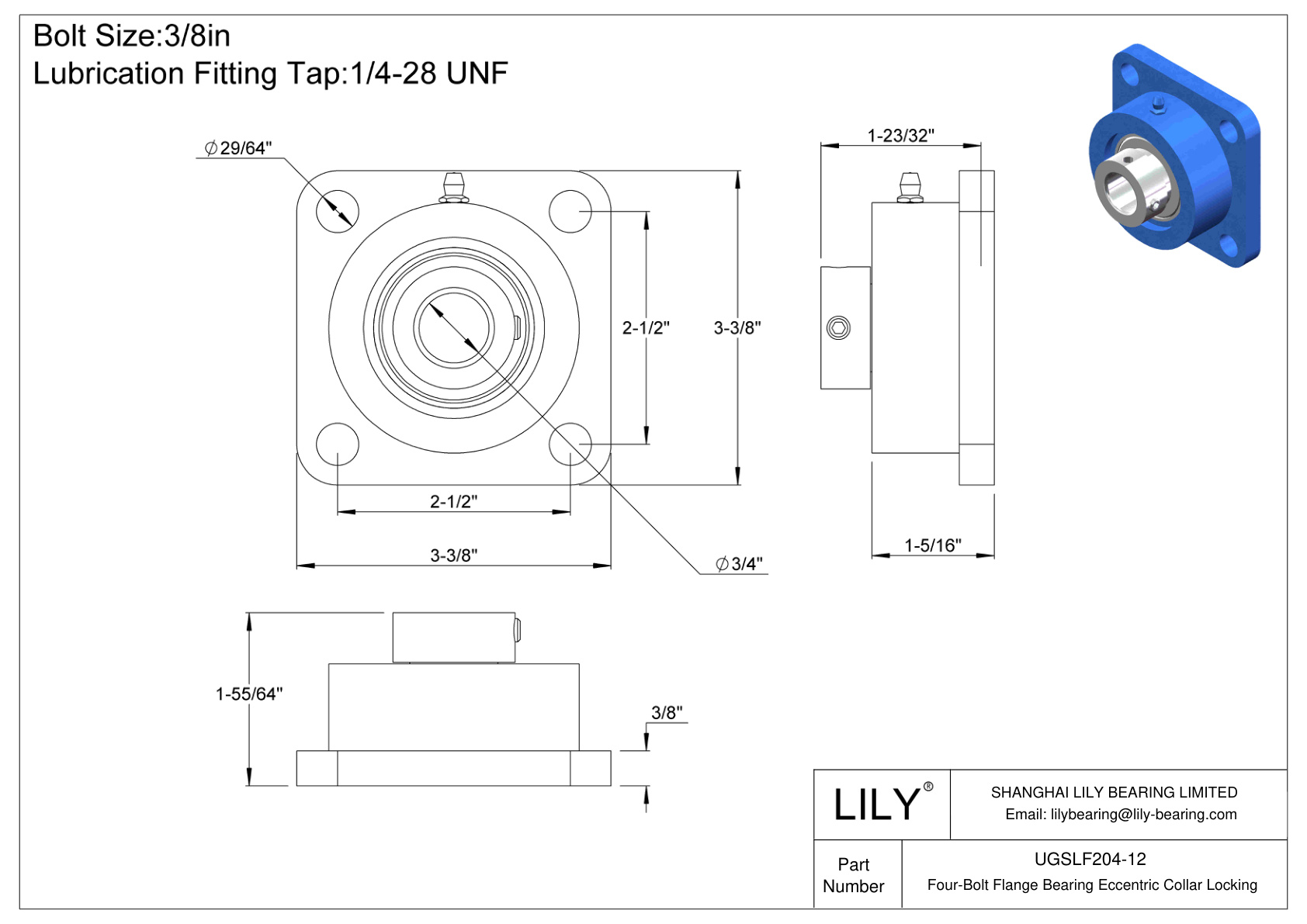 UGSLF204-12 四螺栓法兰轴承偏心套锁 cad drawing