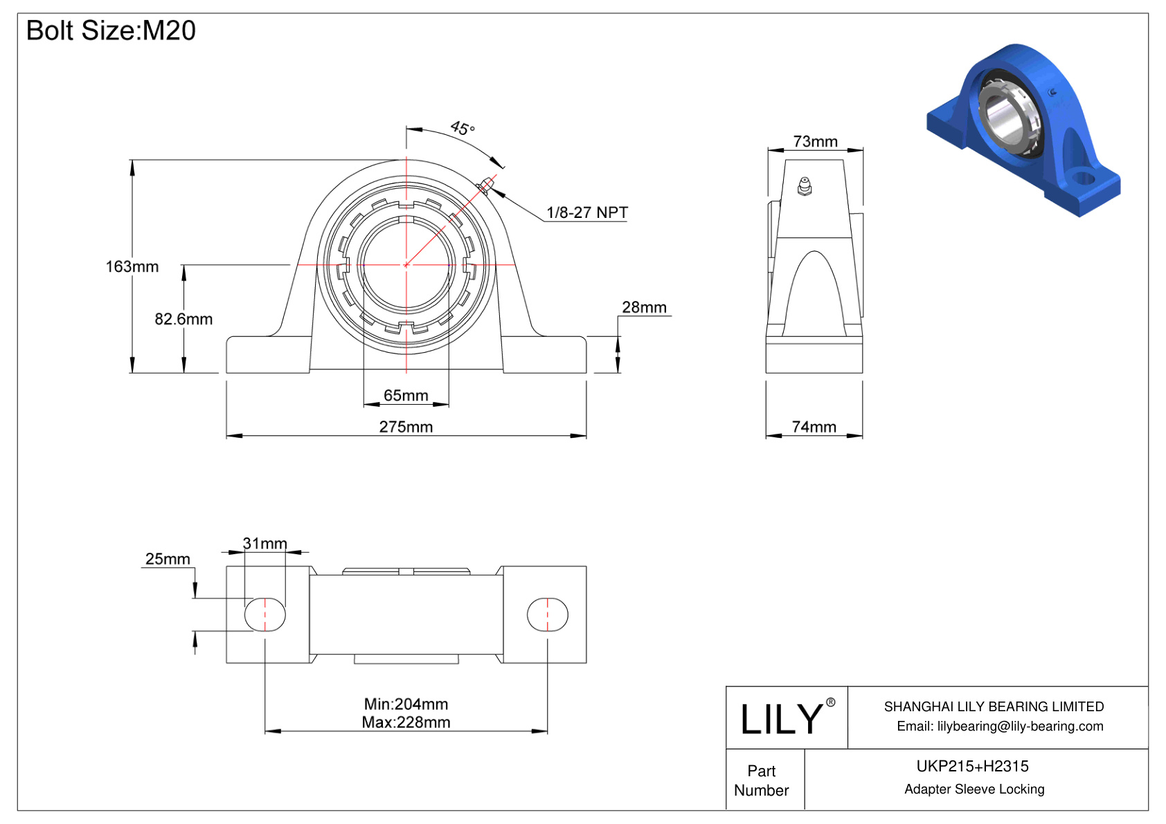 UKP215+H2315 Manguito de fijación del adaptador de cojinete de bloque de almohadilla cad drawing