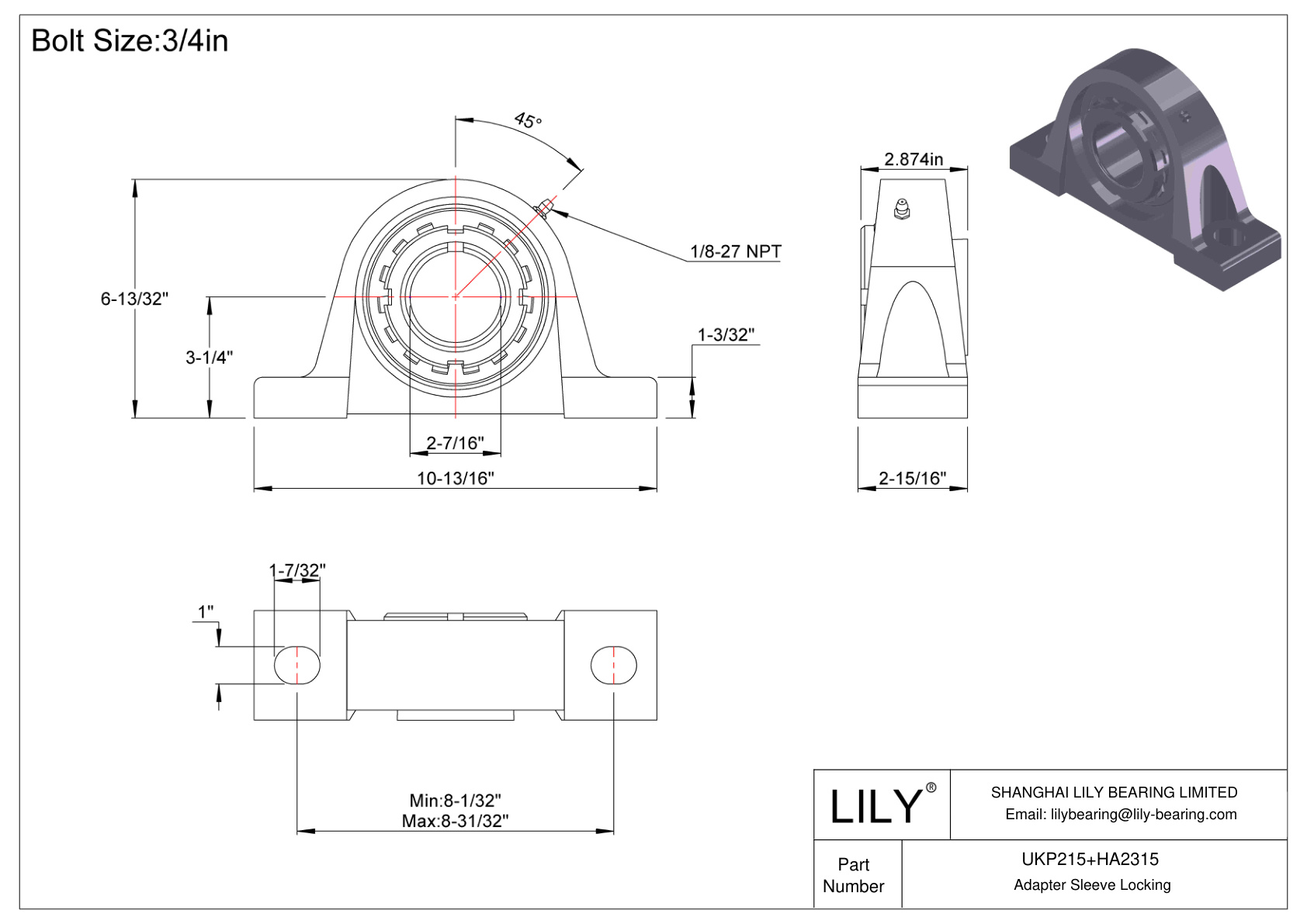 UKP215+HA2315 Manguito de fijación del adaptador de cojinete de bloque de almohadilla cad drawing