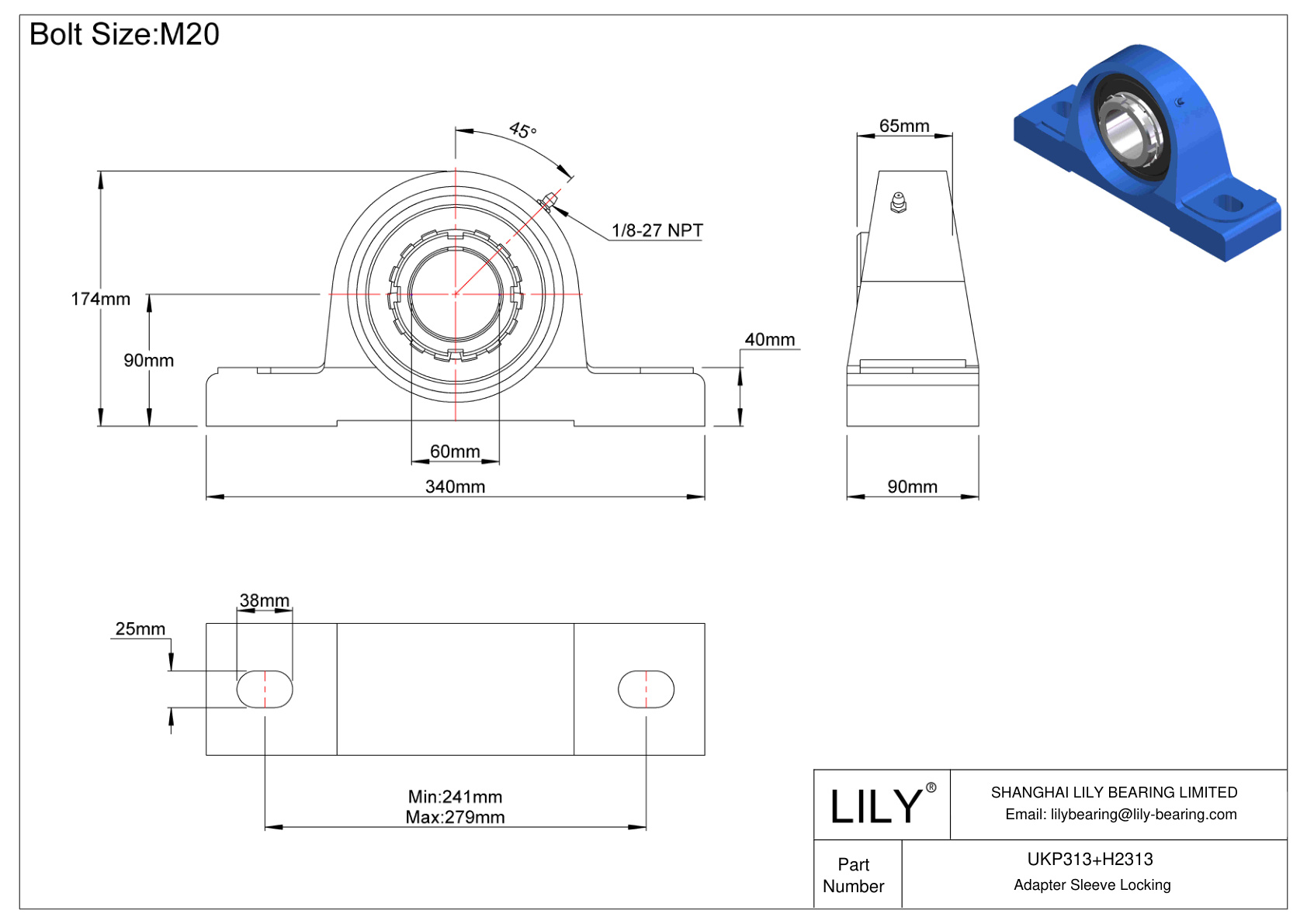 UKP313+H2313 滑动轴承适配器套筒锁定 cad drawing