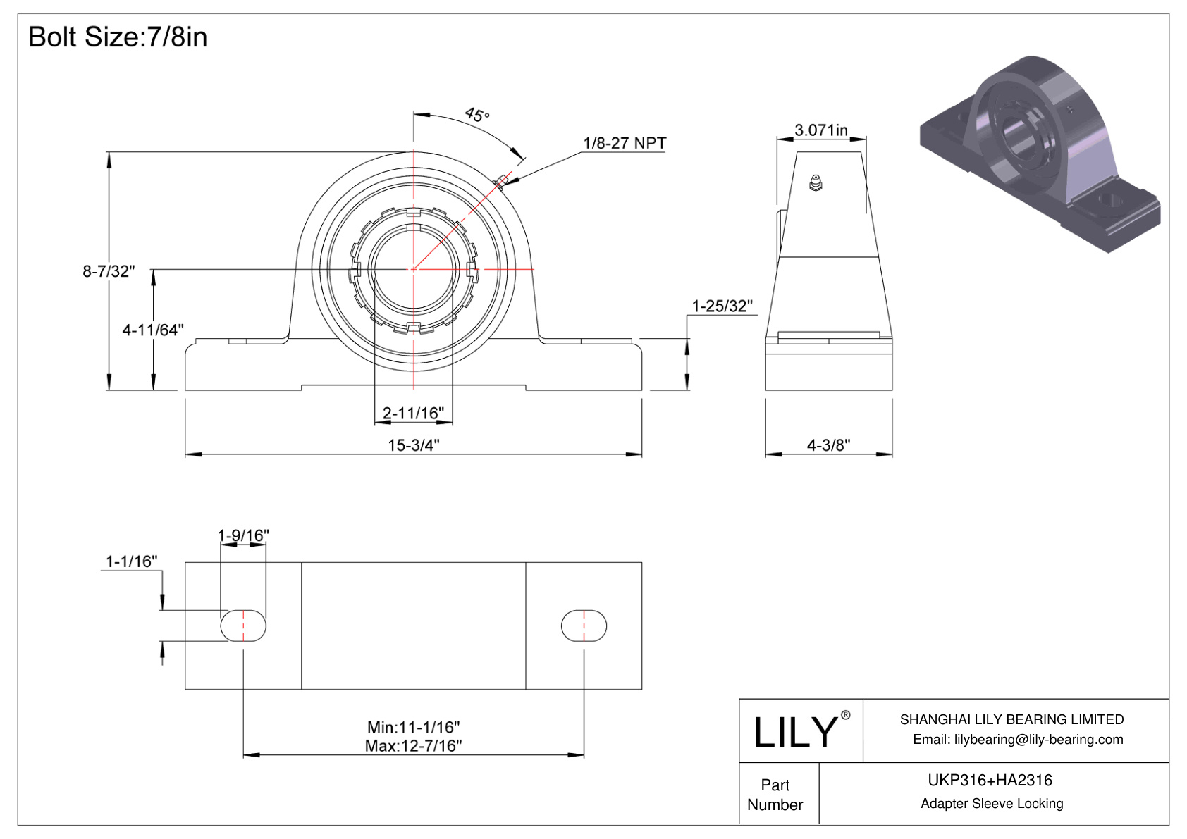 UKP316+HA2316 Manguito de fijación del adaptador de cojinete de bloque de almohadilla cad drawing