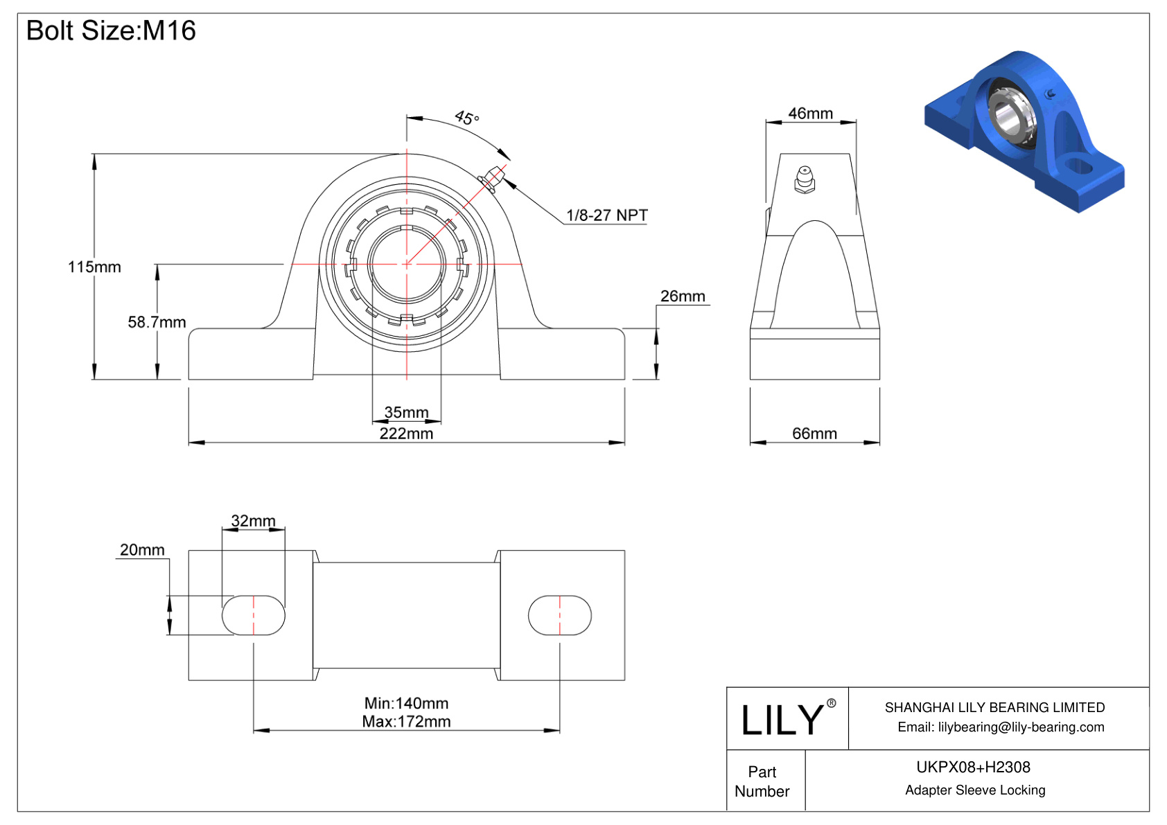 UKPX08+H2308 滑动轴承适配器套筒锁定 cad drawing