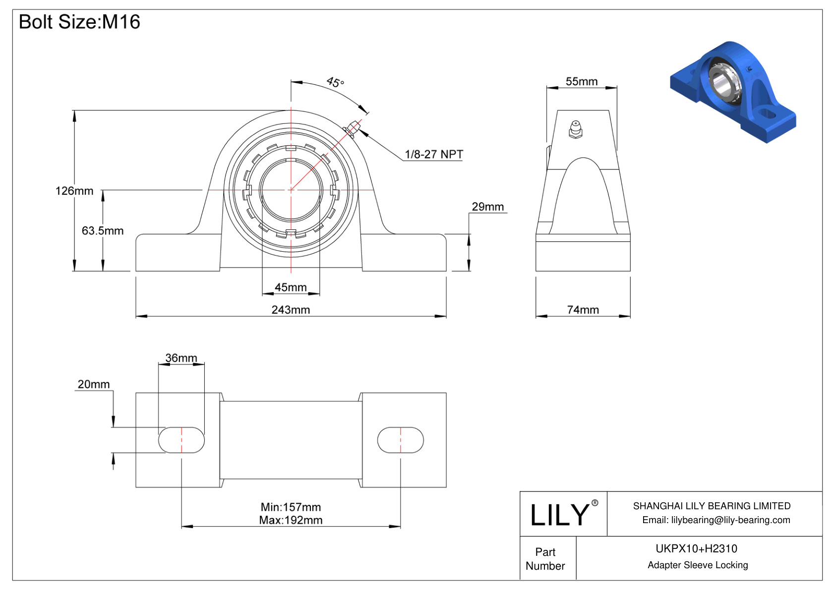 UKPX10+H2310 Manguito de fijación del adaptador de cojinete de bloque de almohadilla cad drawing