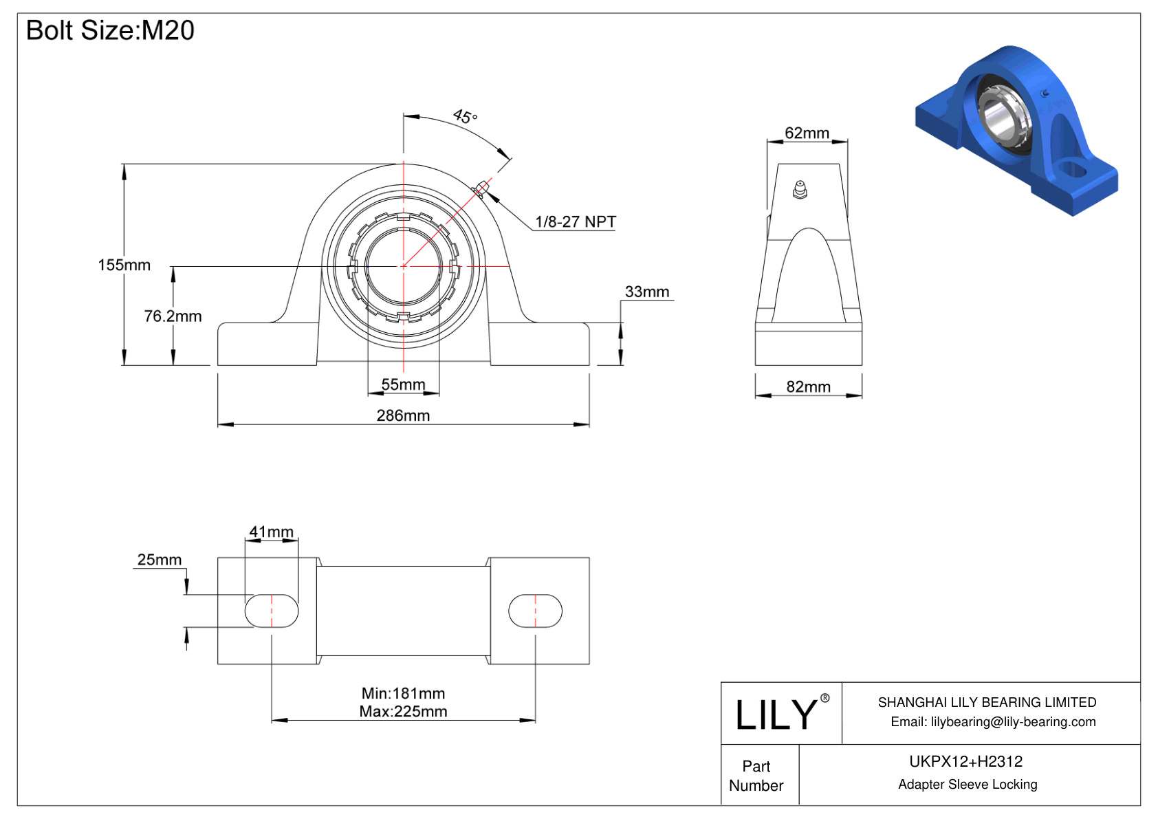 UKPX12+H2312 Manguito de fijación del adaptador de cojinete de bloque de almohadilla cad drawing