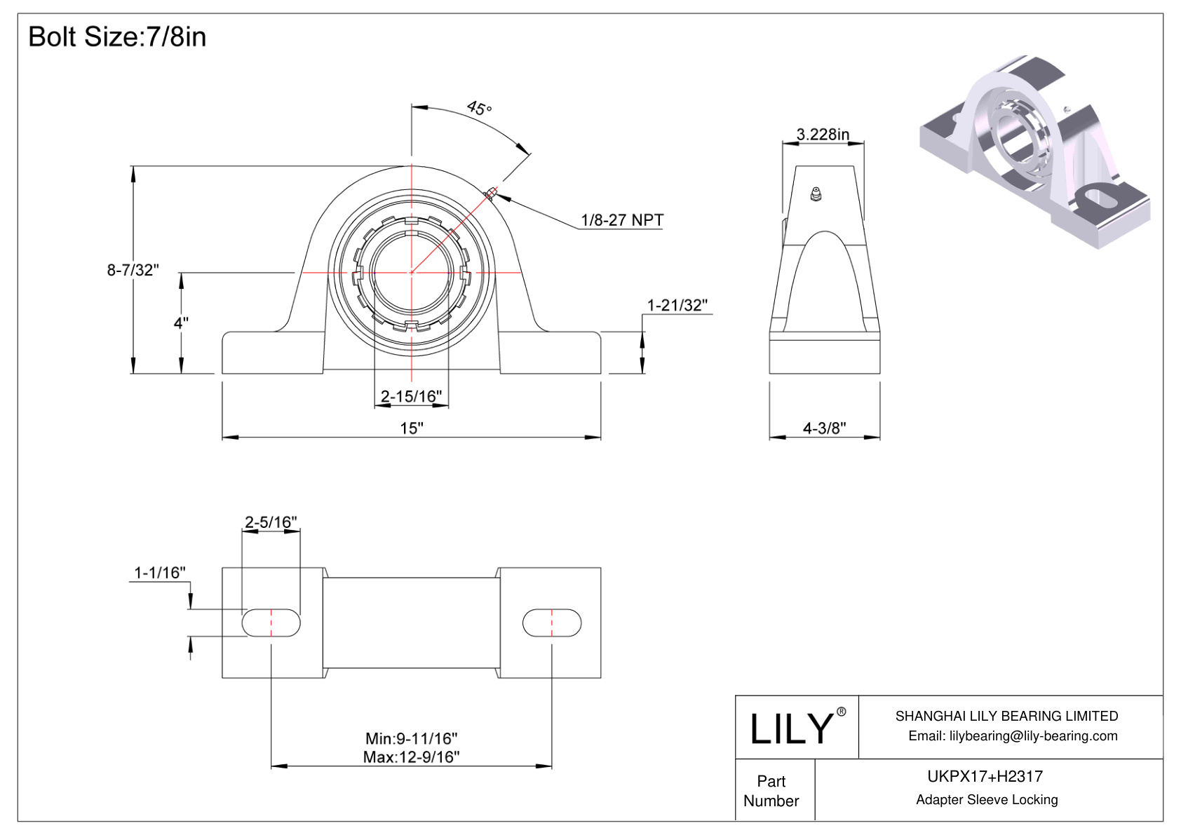 UKPX17+H2317 Manguito de fijación del adaptador de cojinete de bloque de almohadilla cad drawing