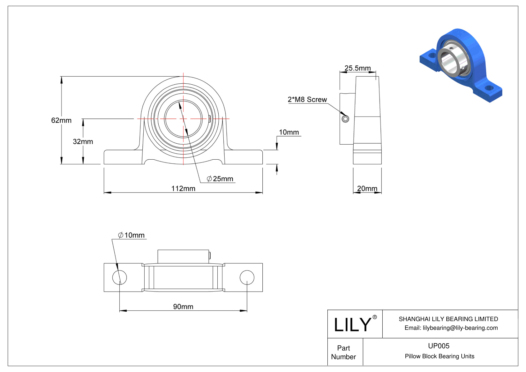 UP005 Rodamiento de bloque de almohadilla Collar excéntrico de bloqueo cad drawing