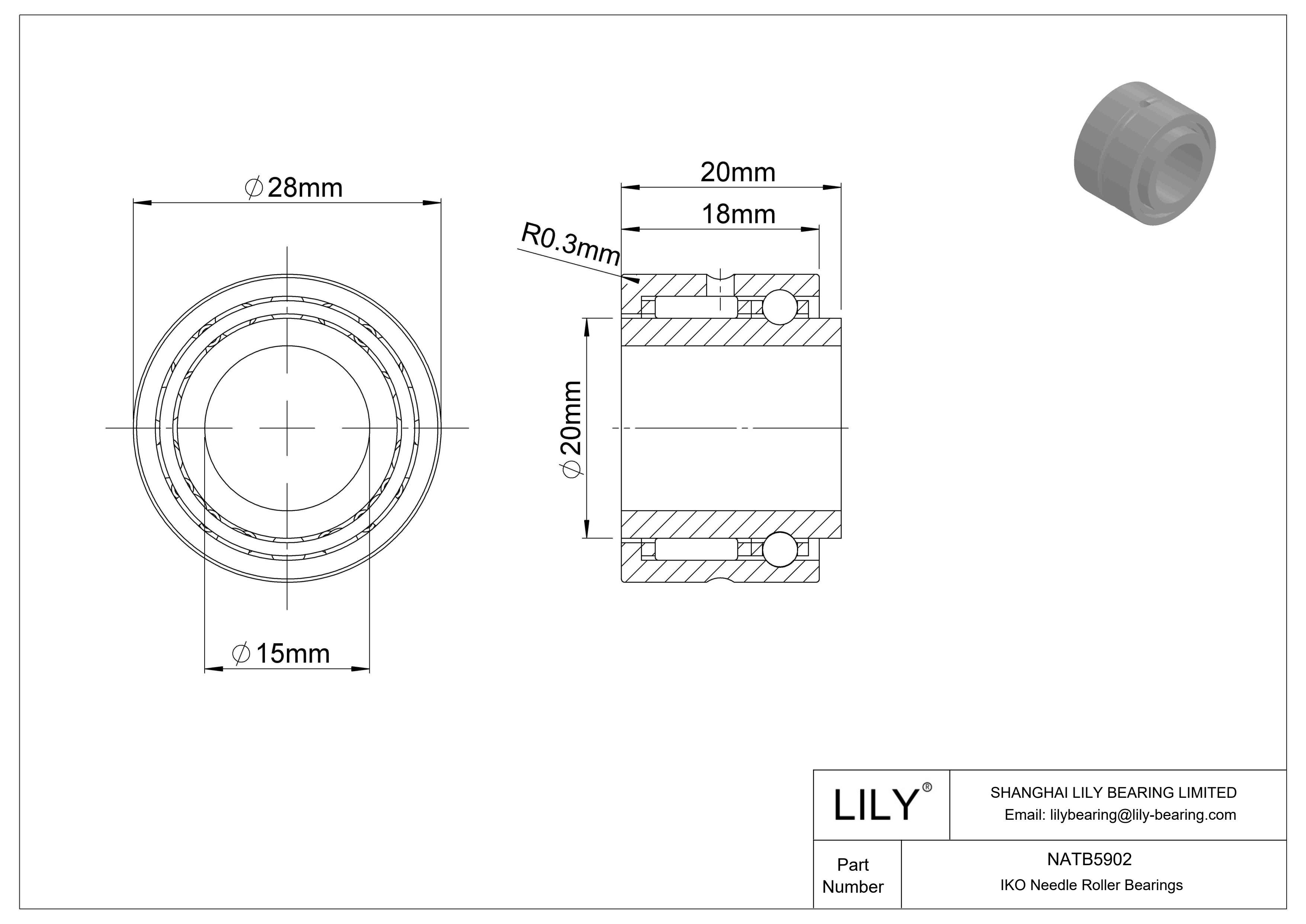 NATB5902 组合型滚针轴承 cad drawing