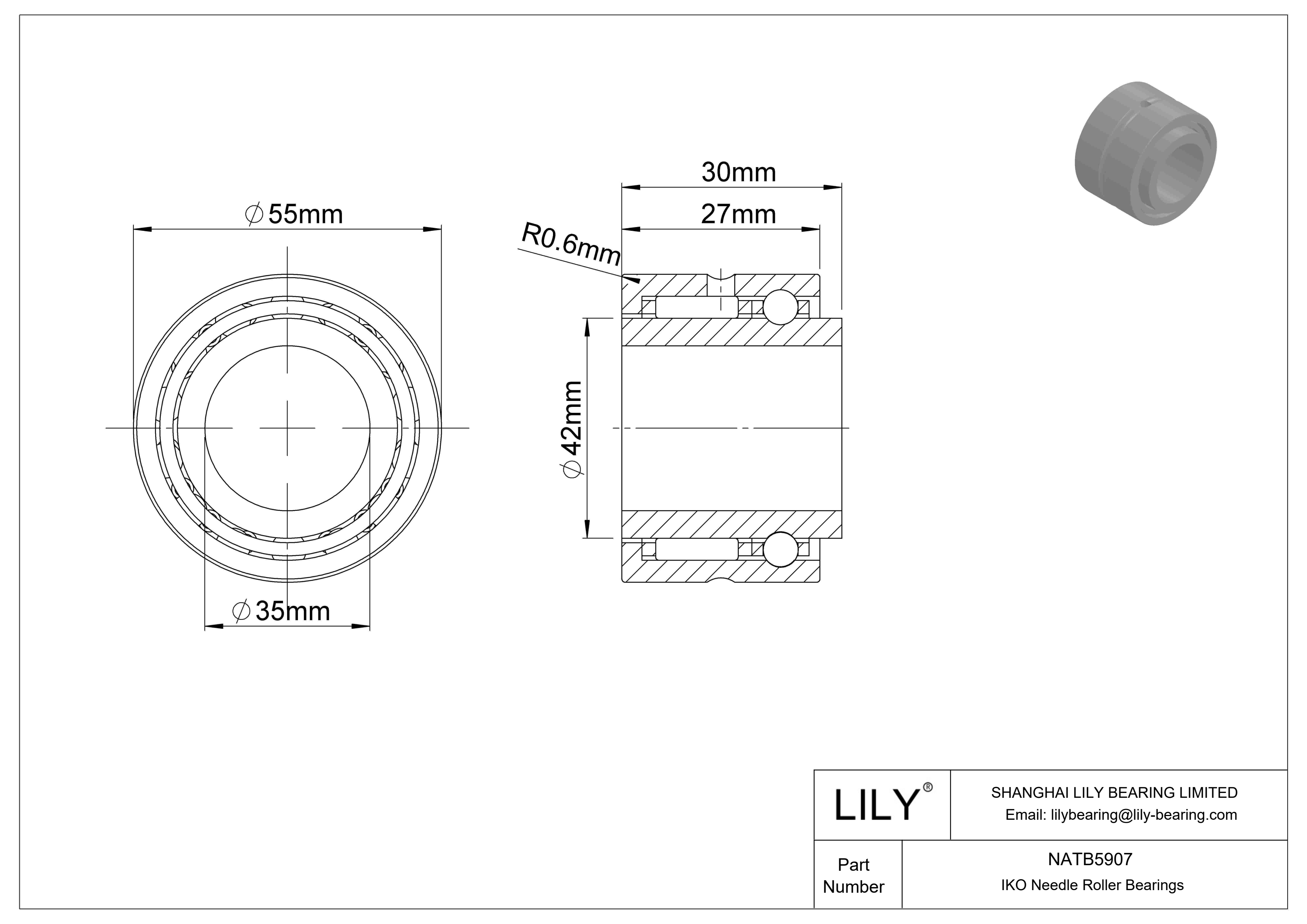 NATB5907 Combined Type Needle Roller Bearings cad drawing