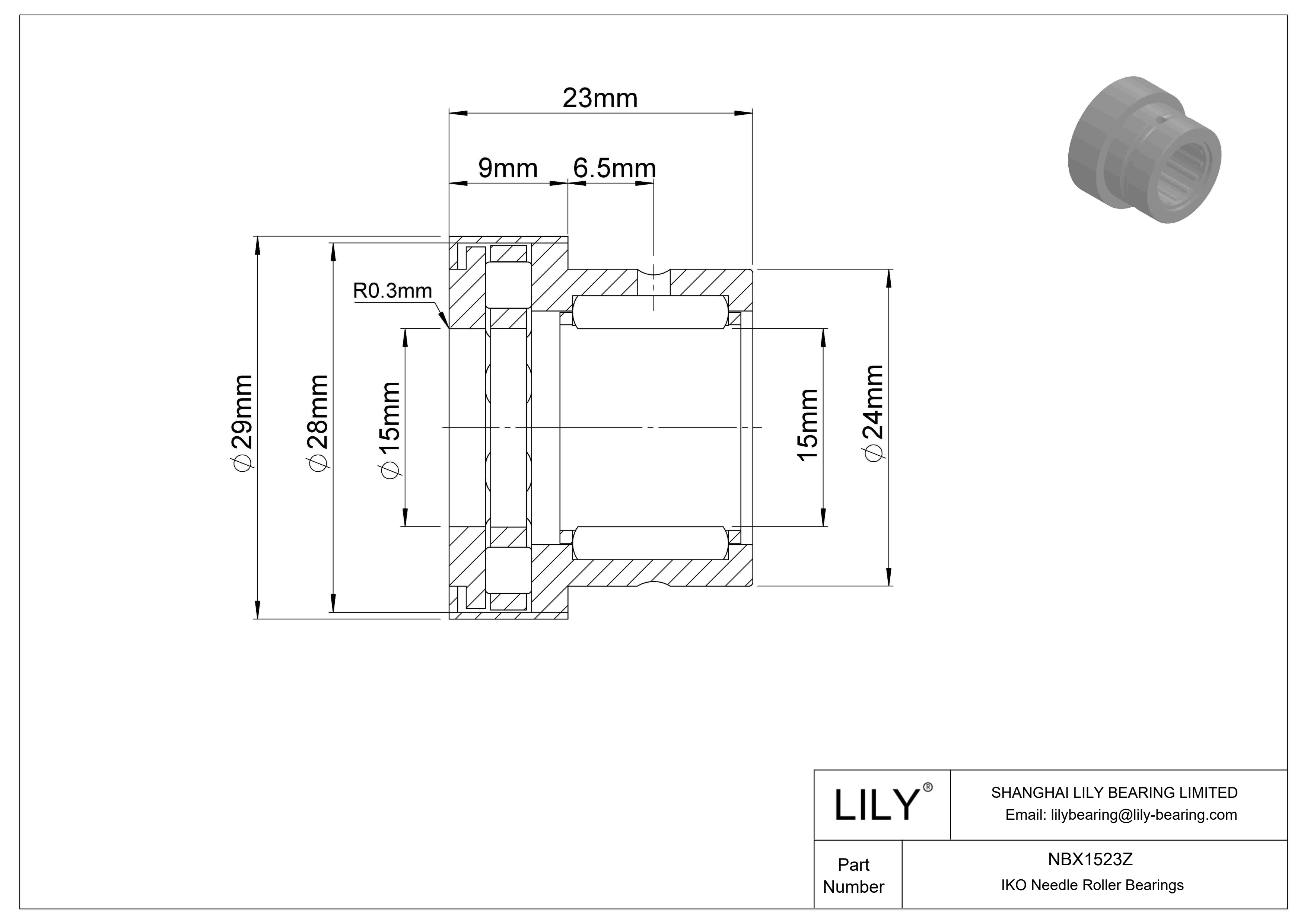 NBX1523Z 组合型滚针轴承 cad drawing