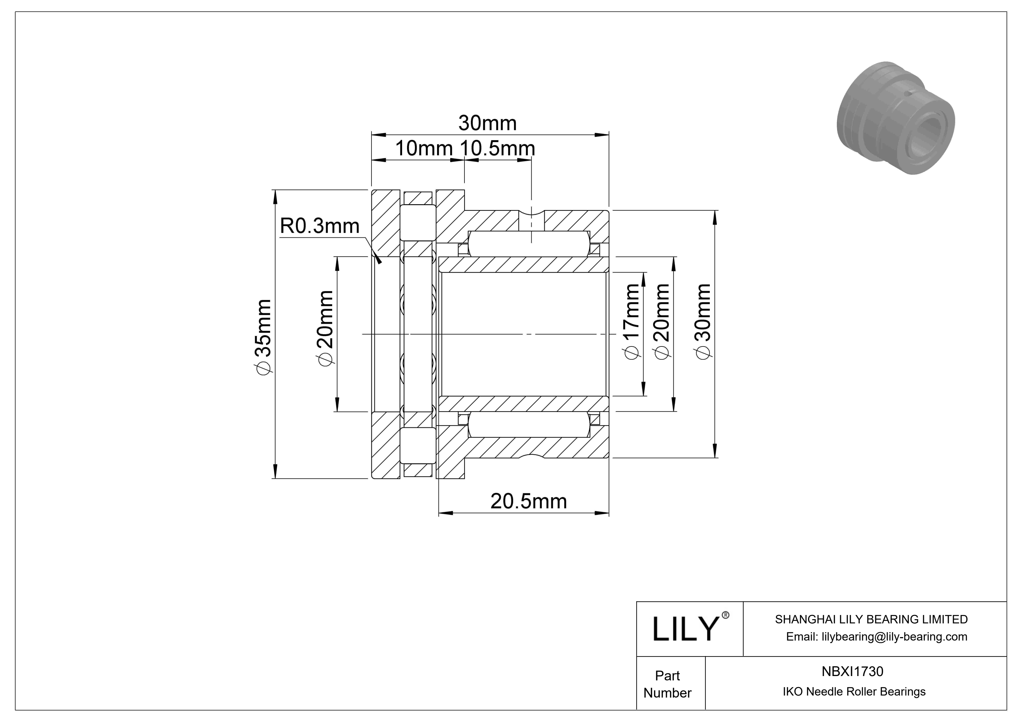 NBXI1730 组合型滚针轴承 cad drawing