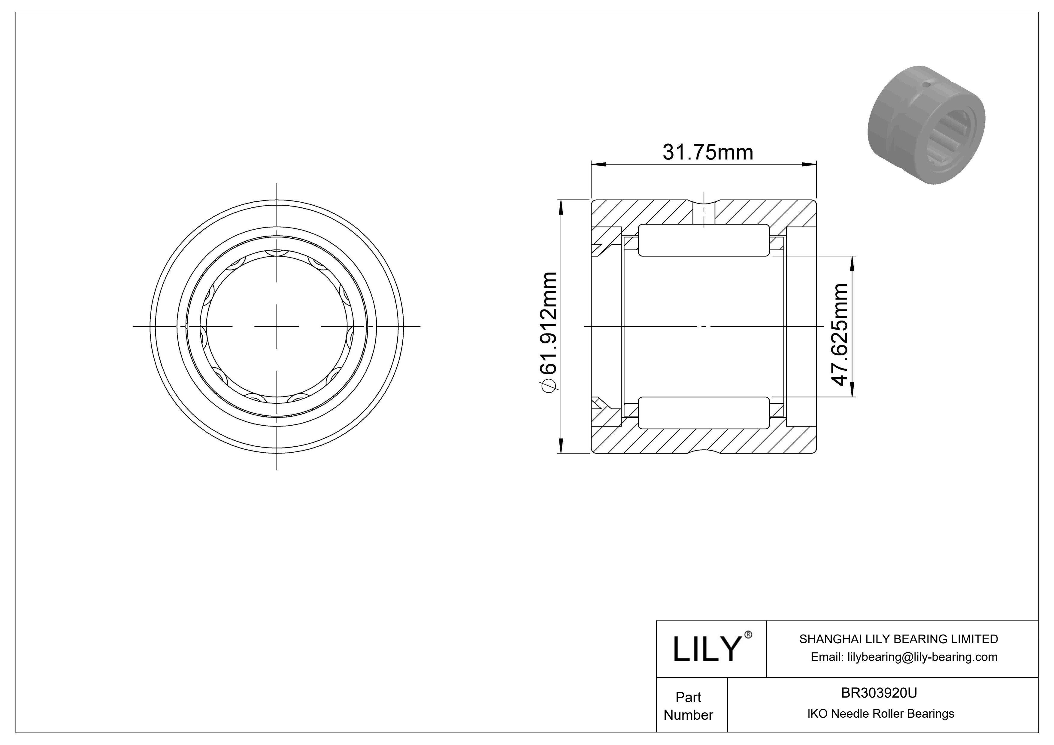 BR303920U Rodamientos de agujas mecanizados cad drawing