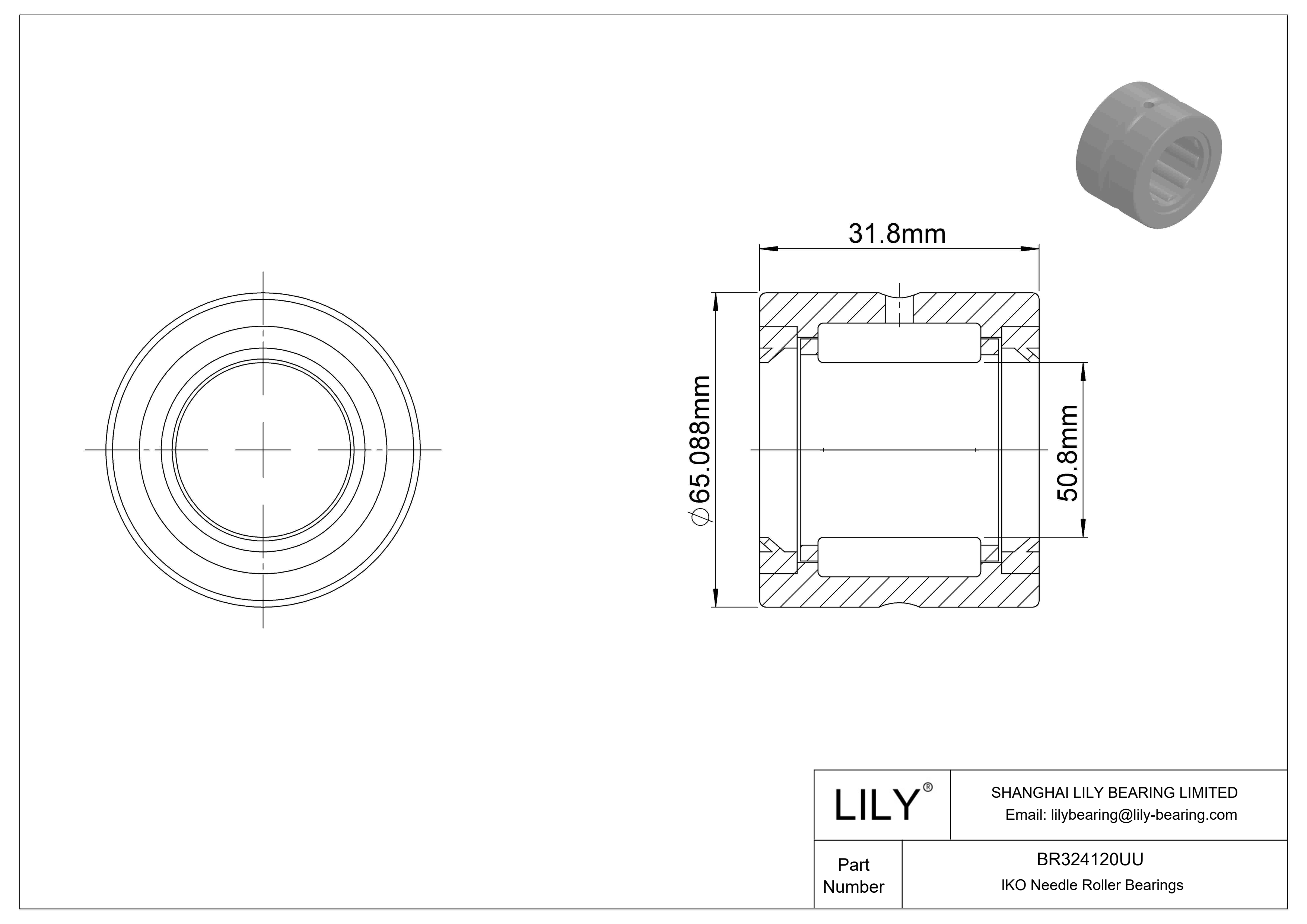 BR324120UU Machined Type Needle Roller Bearings cad drawing