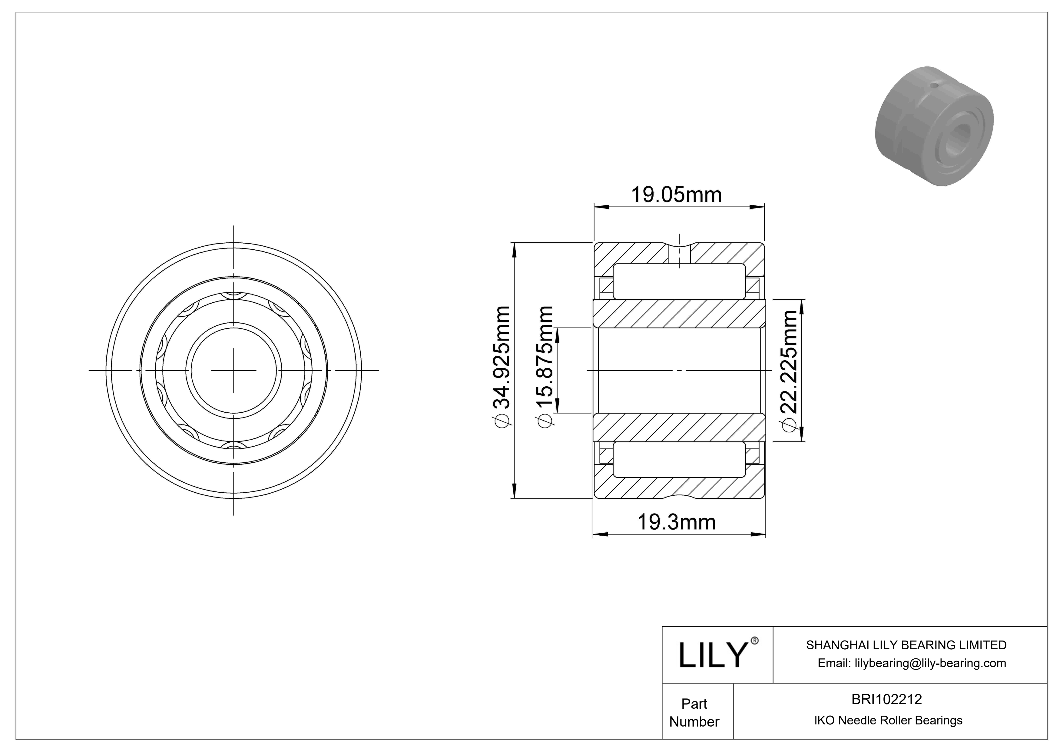 BRI102212 Rodamientos de agujas mecanizados cad drawing