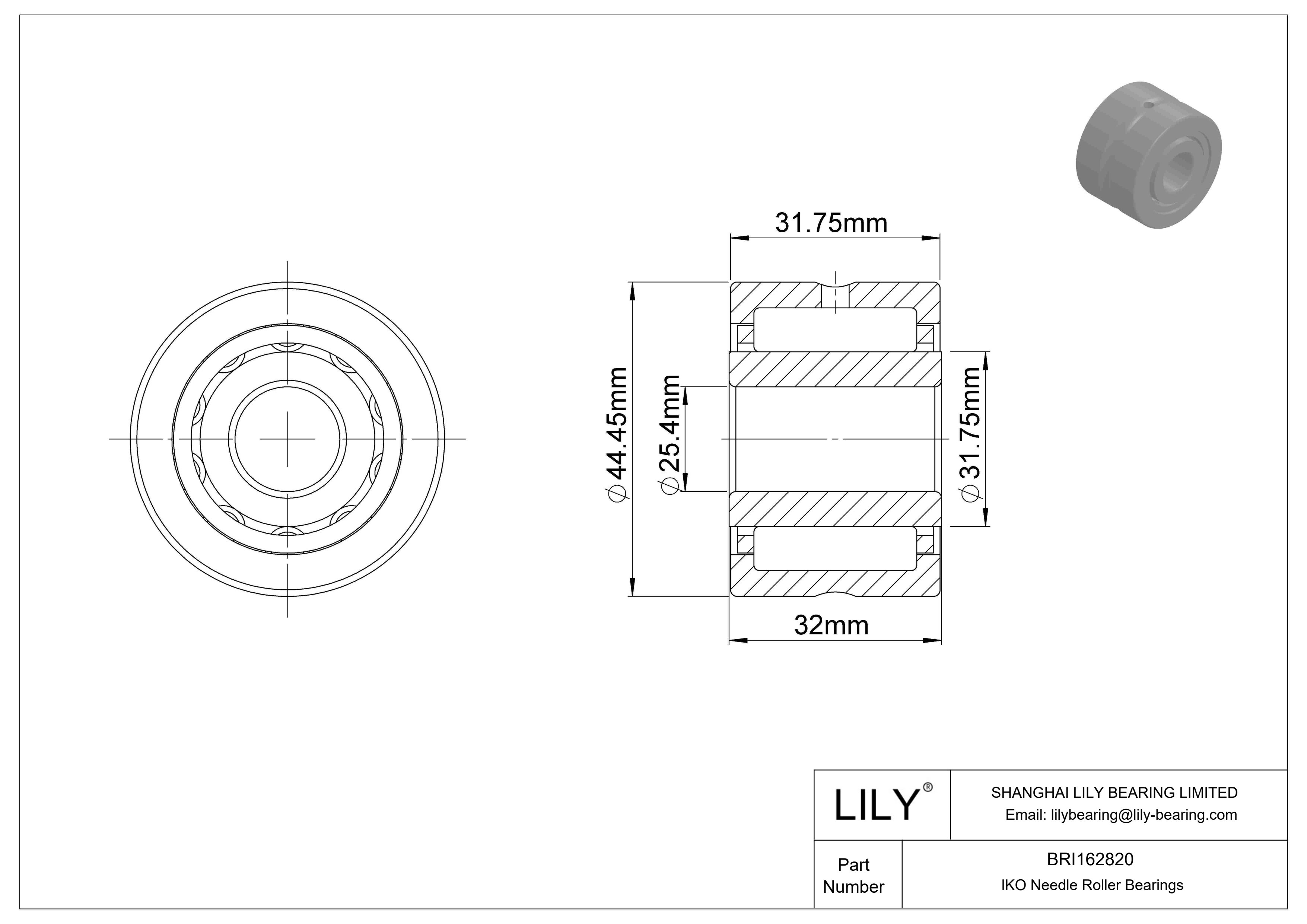 BRI162820 机械加工型滚针轴承 cad drawing