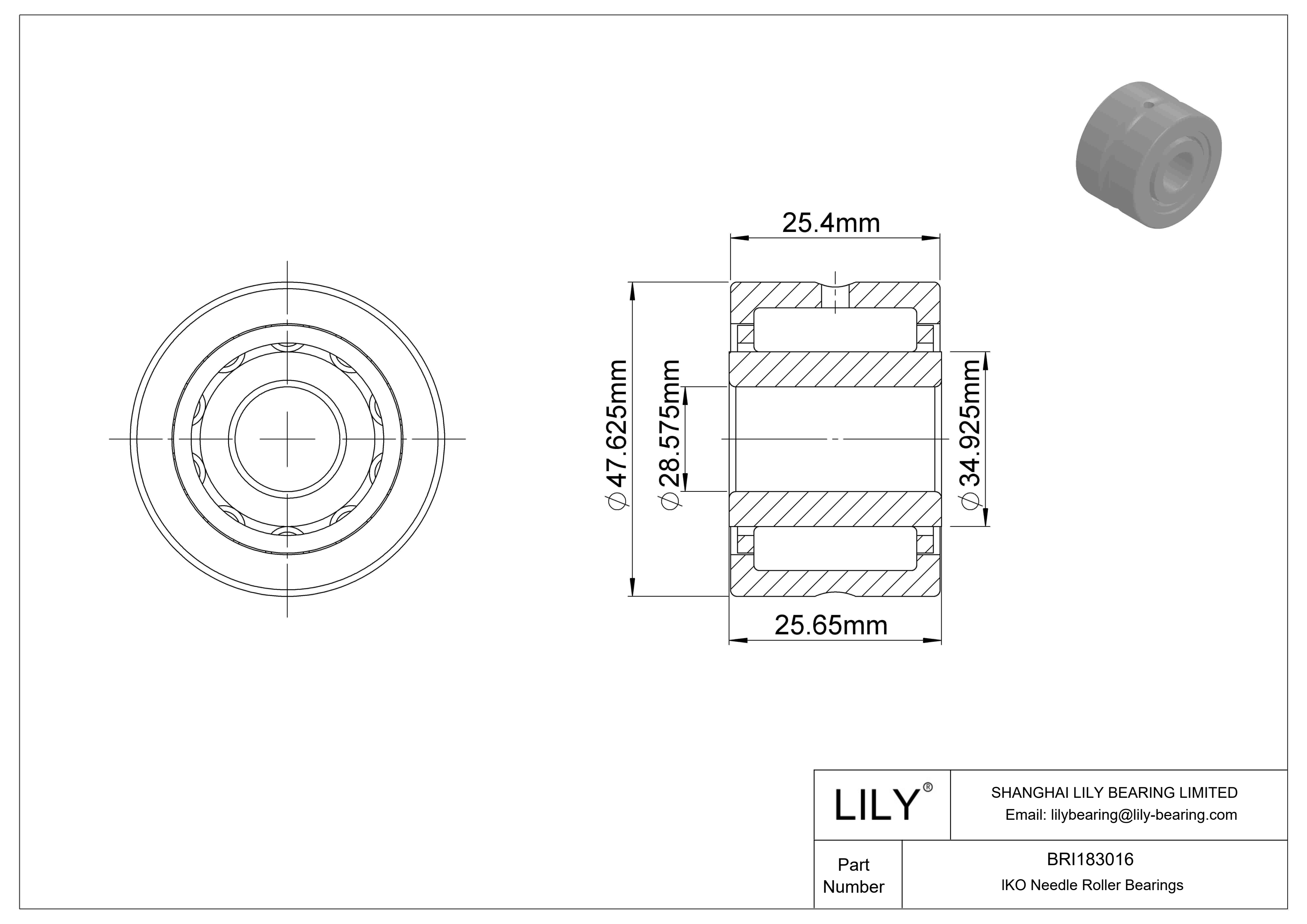 BRI183016 Rodamientos de agujas mecanizados cad drawing