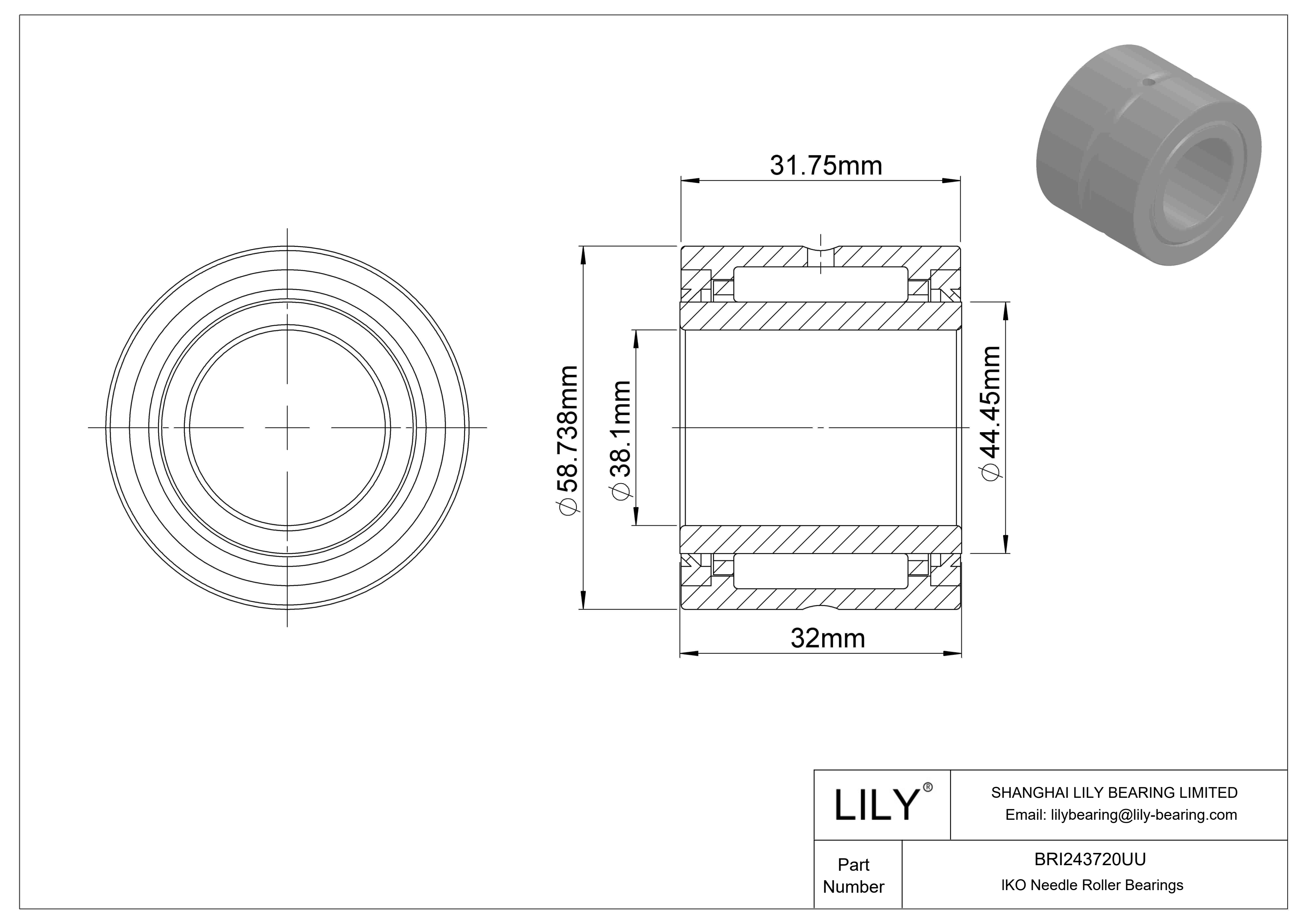 BRI243720UU Machined Type Needle Roller Bearings cad drawing