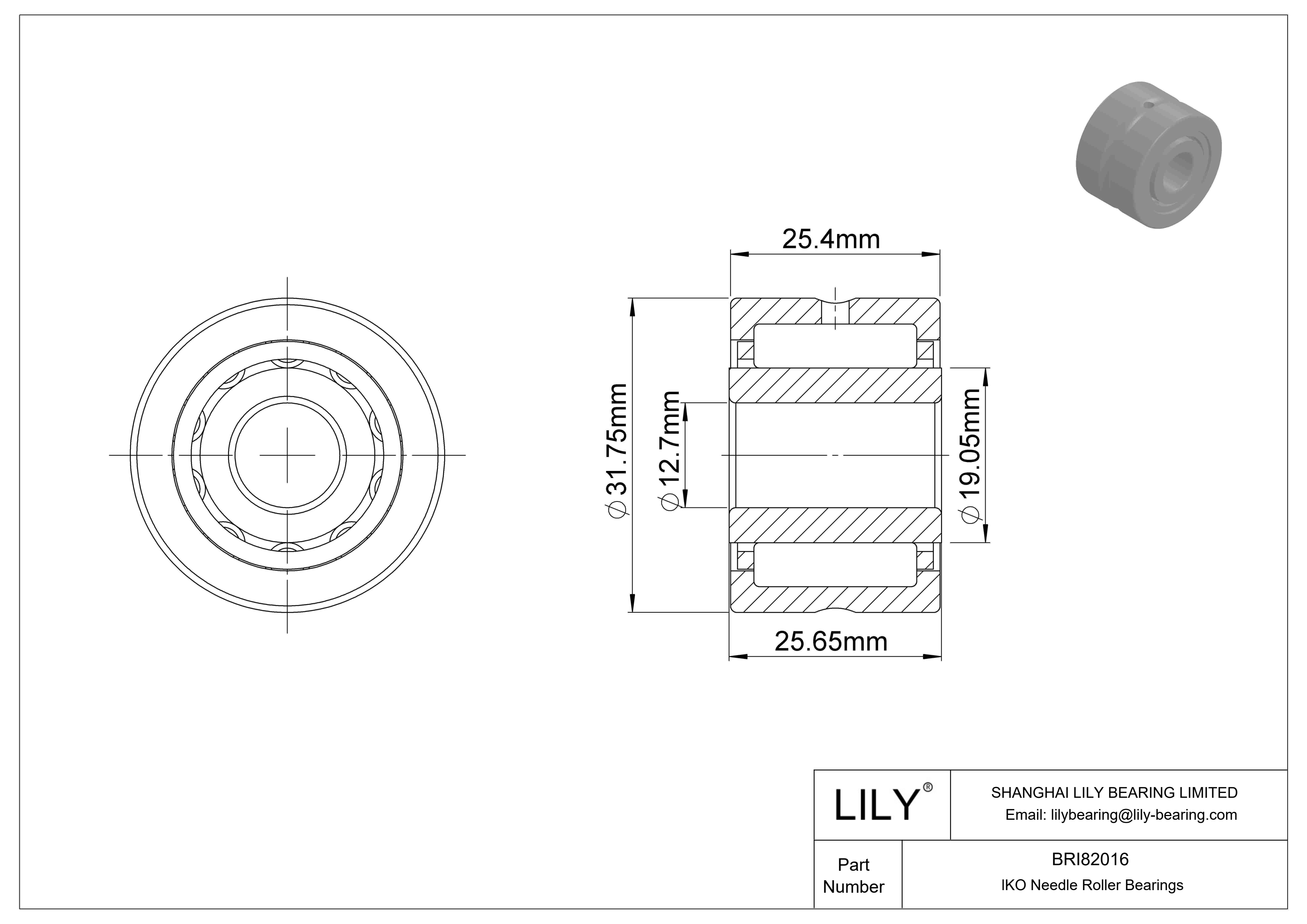 BRI82016 机械加工型滚针轴承 cad drawing