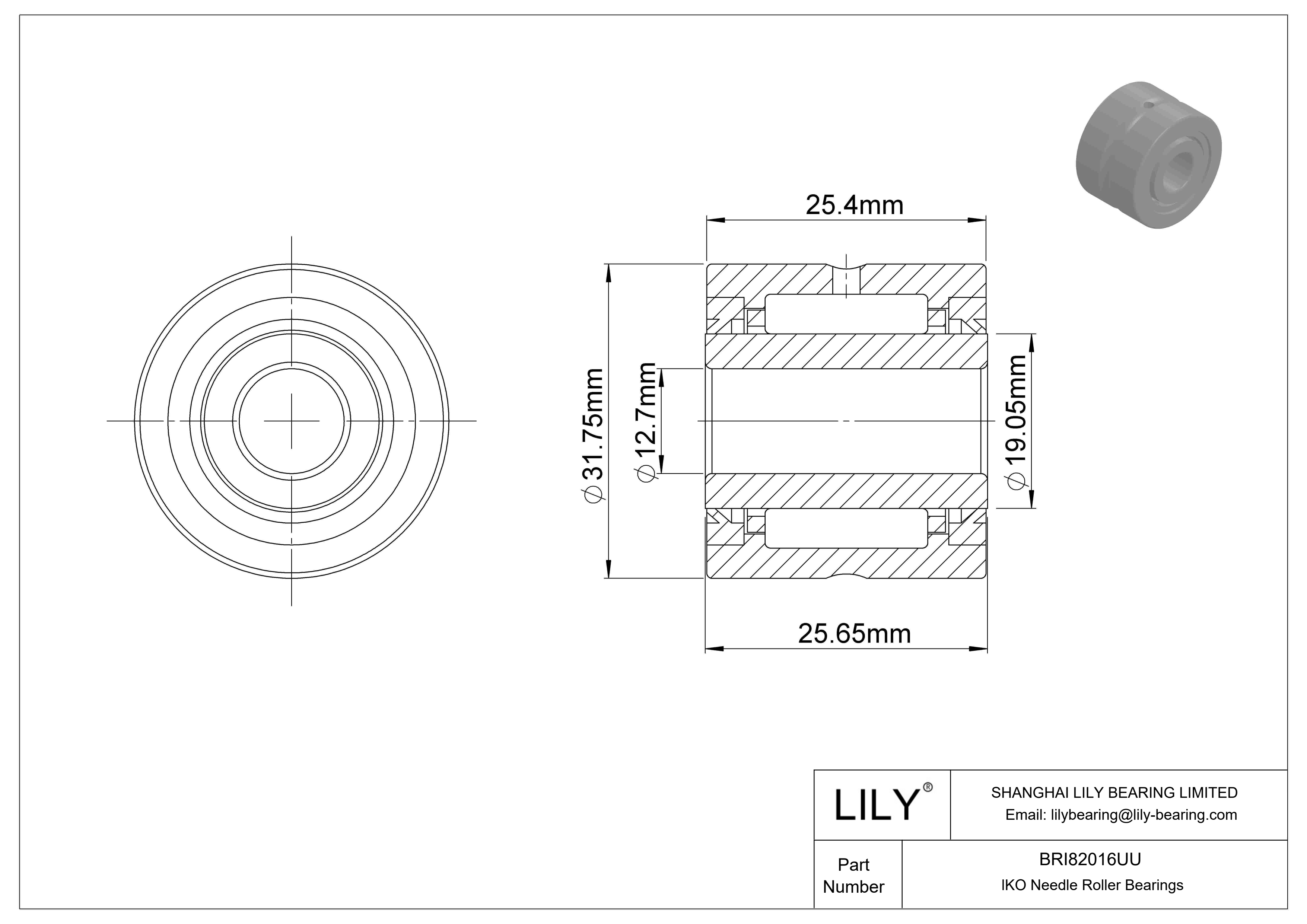 BRI82016UU 机械加工型滚针轴承 cad drawing