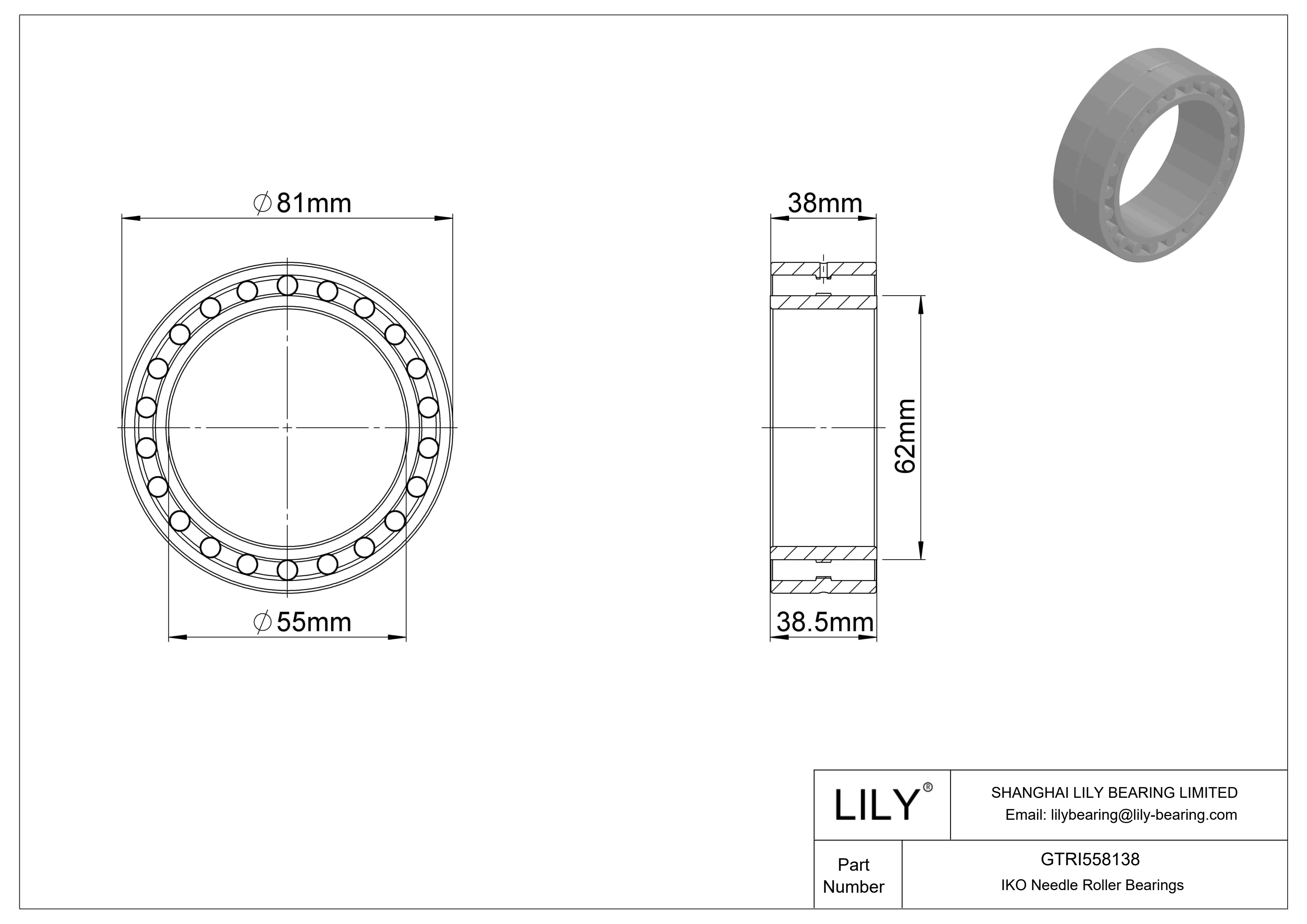 GTRI558138 机械加工型滚针轴承 cad drawing