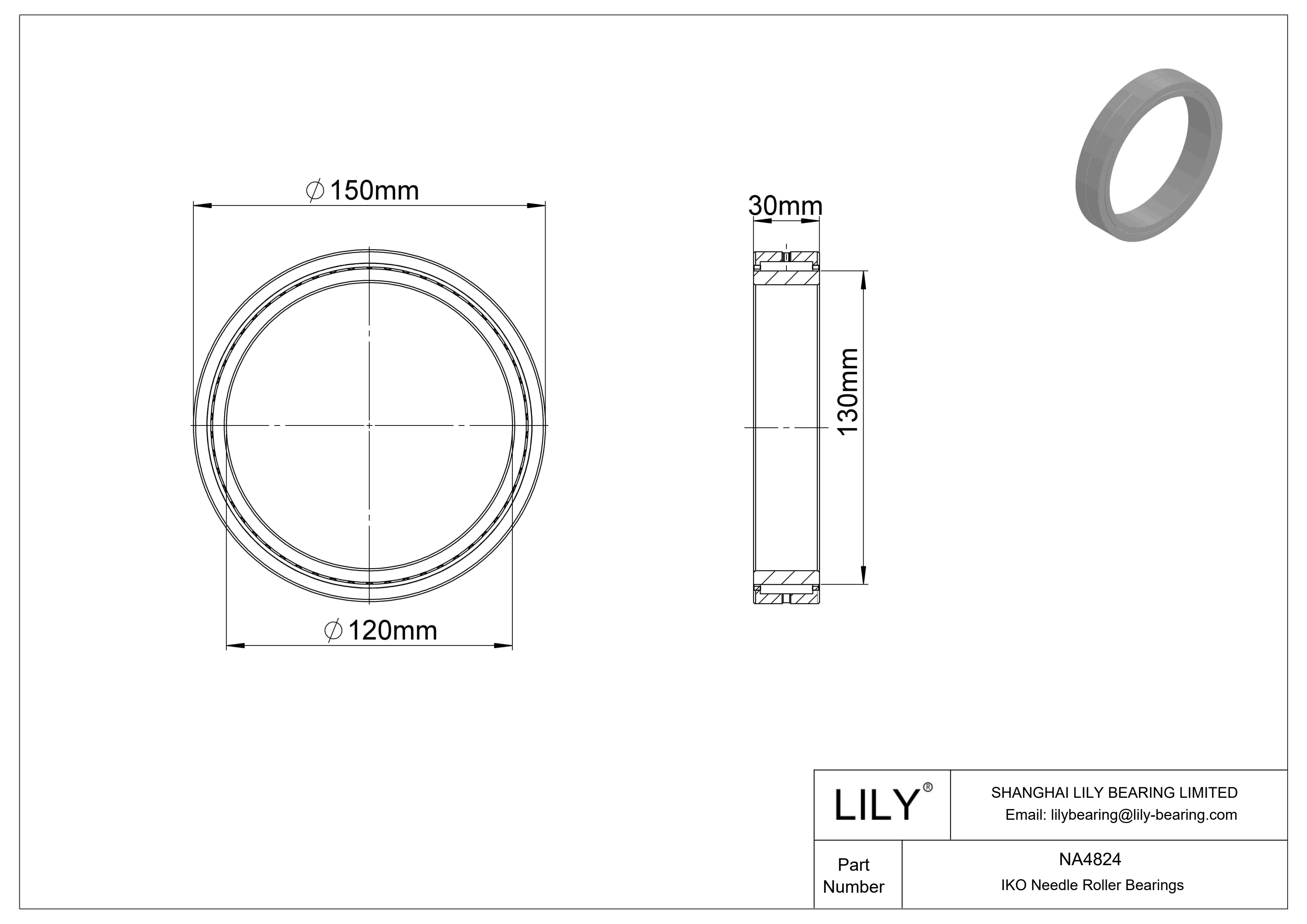 NA4824 Machined Type Needle Roller Bearings cad drawing