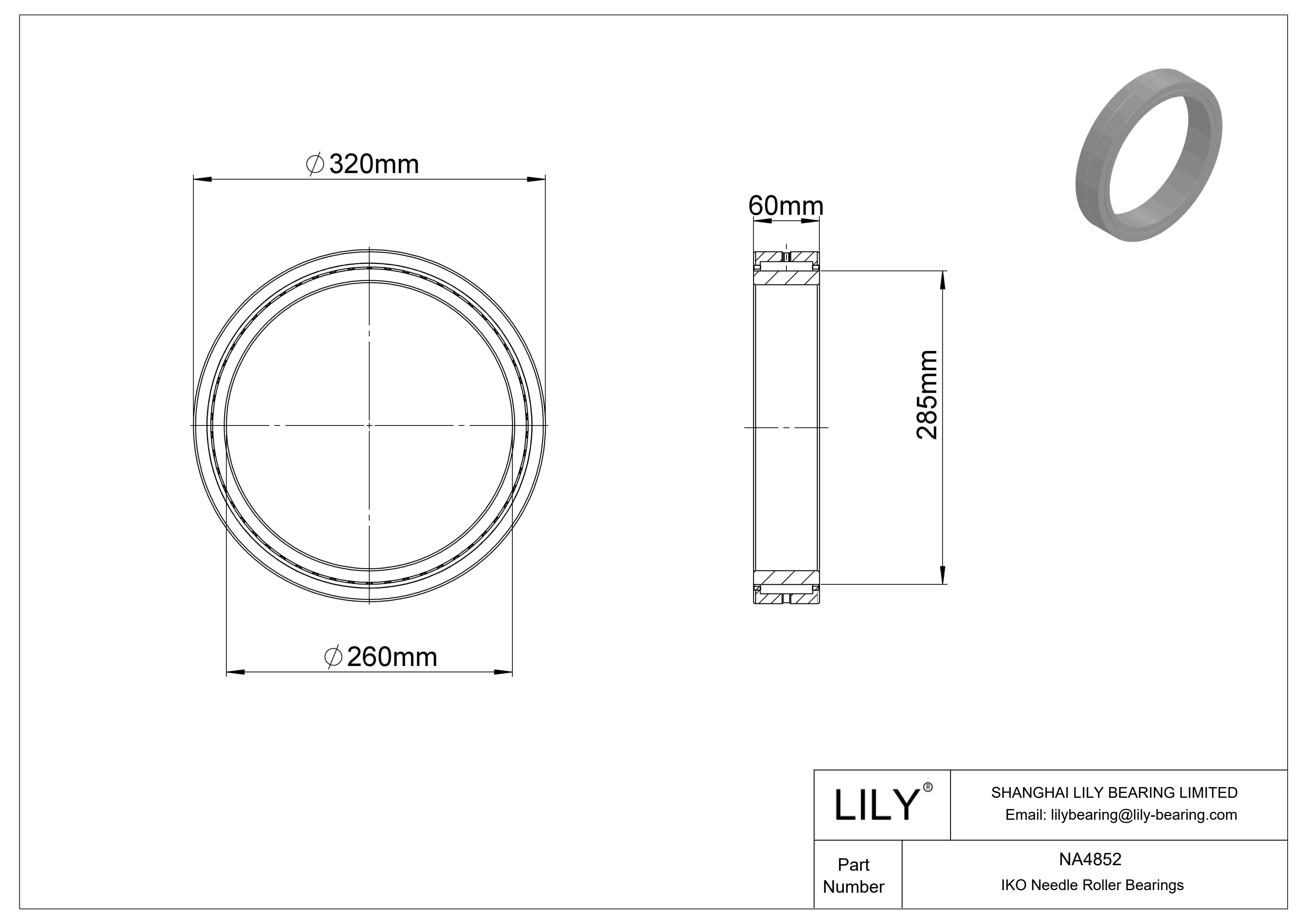 NA4852 机械加工型滚针轴承 cad drawing