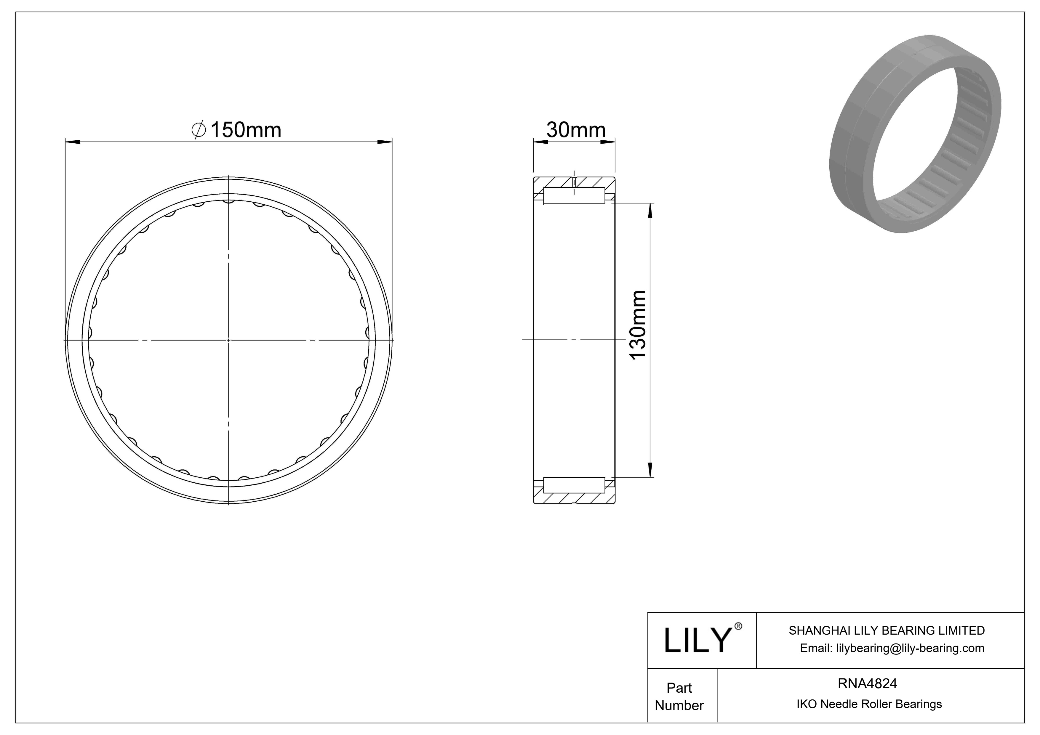 RNA4824 Machined Type Needle Roller Bearings cad drawing