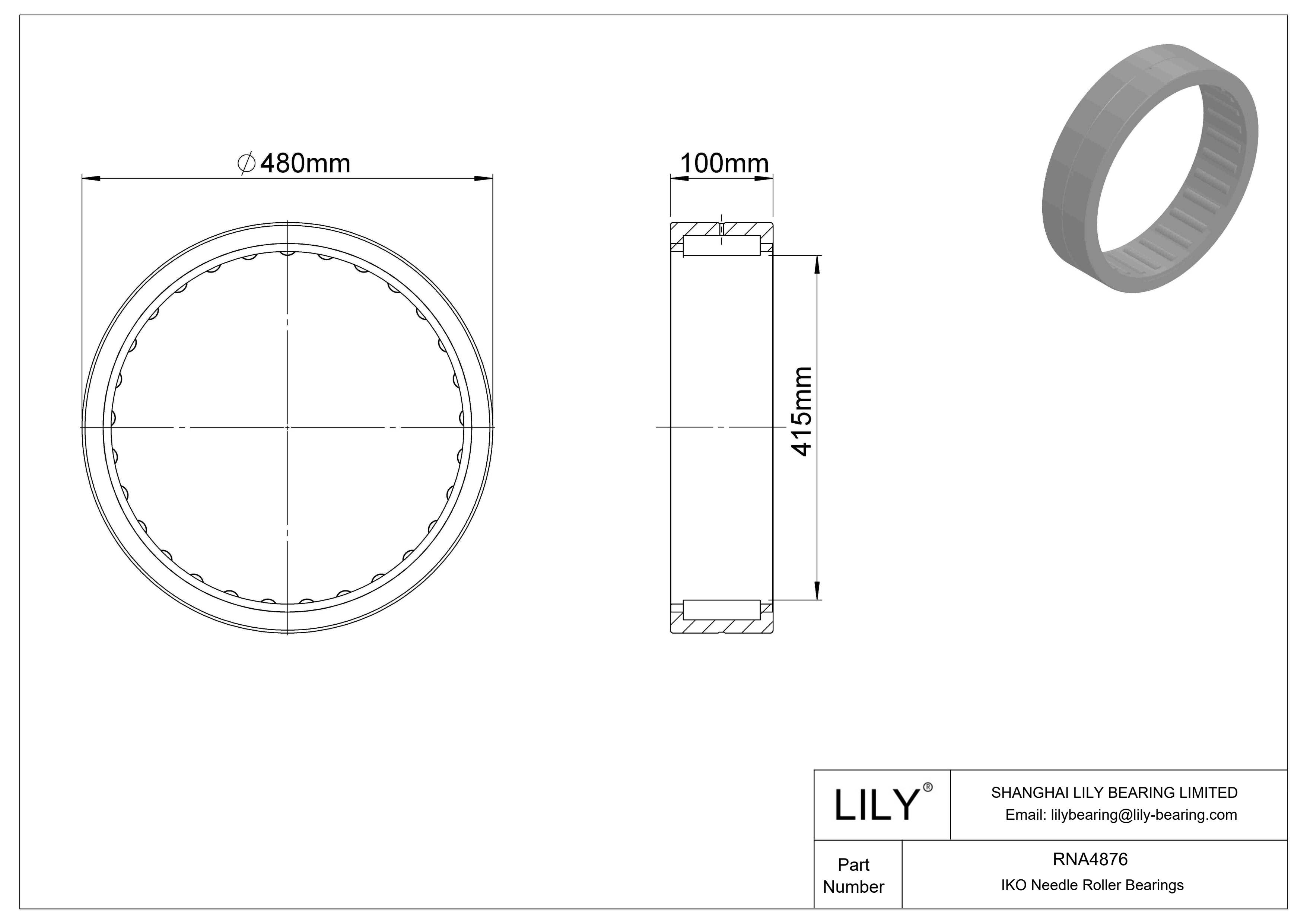 RNA4876 Machined Type Needle Roller Bearings cad drawing