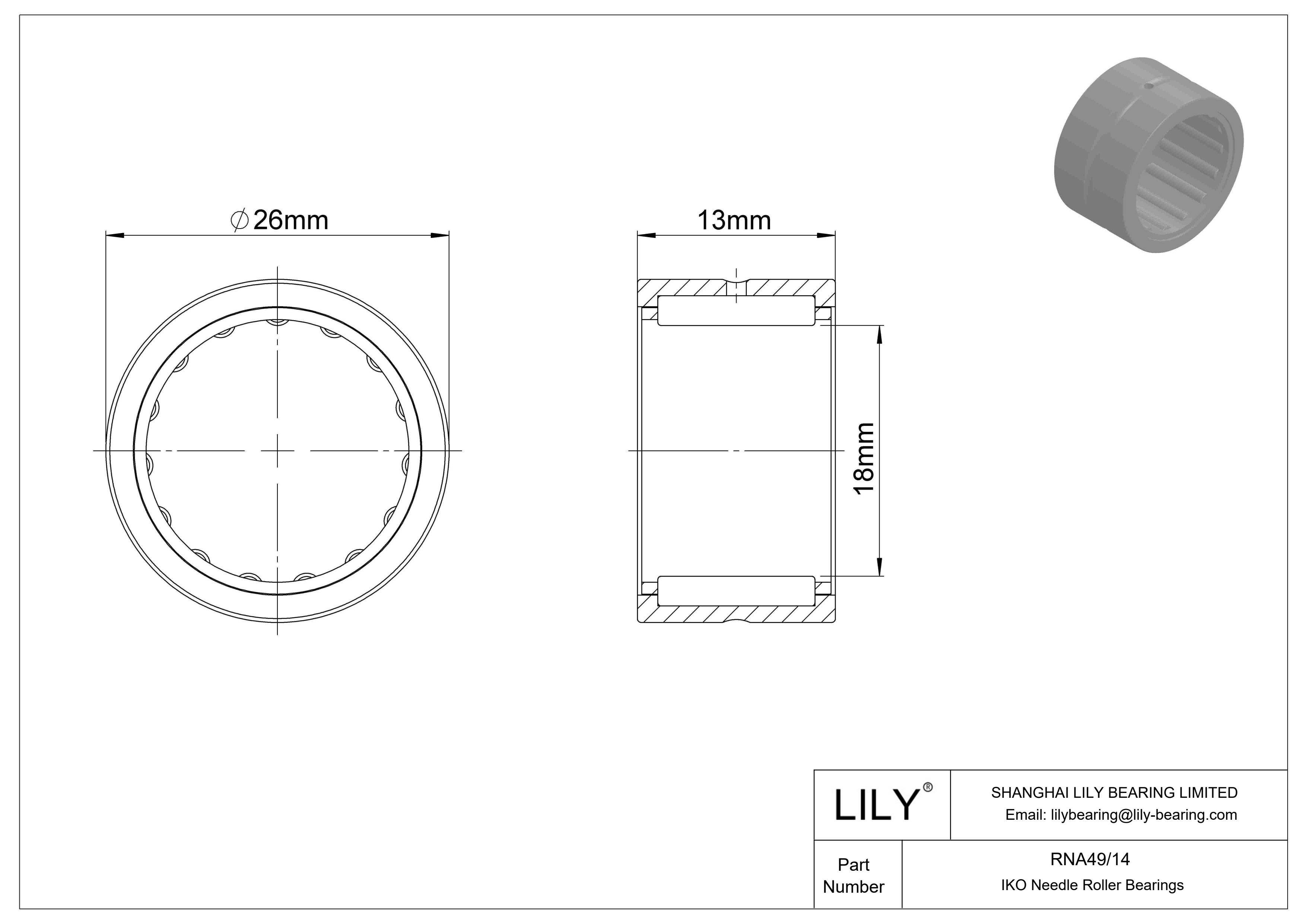 RNA49/14 Machined Type Needle Roller Bearings cad drawing