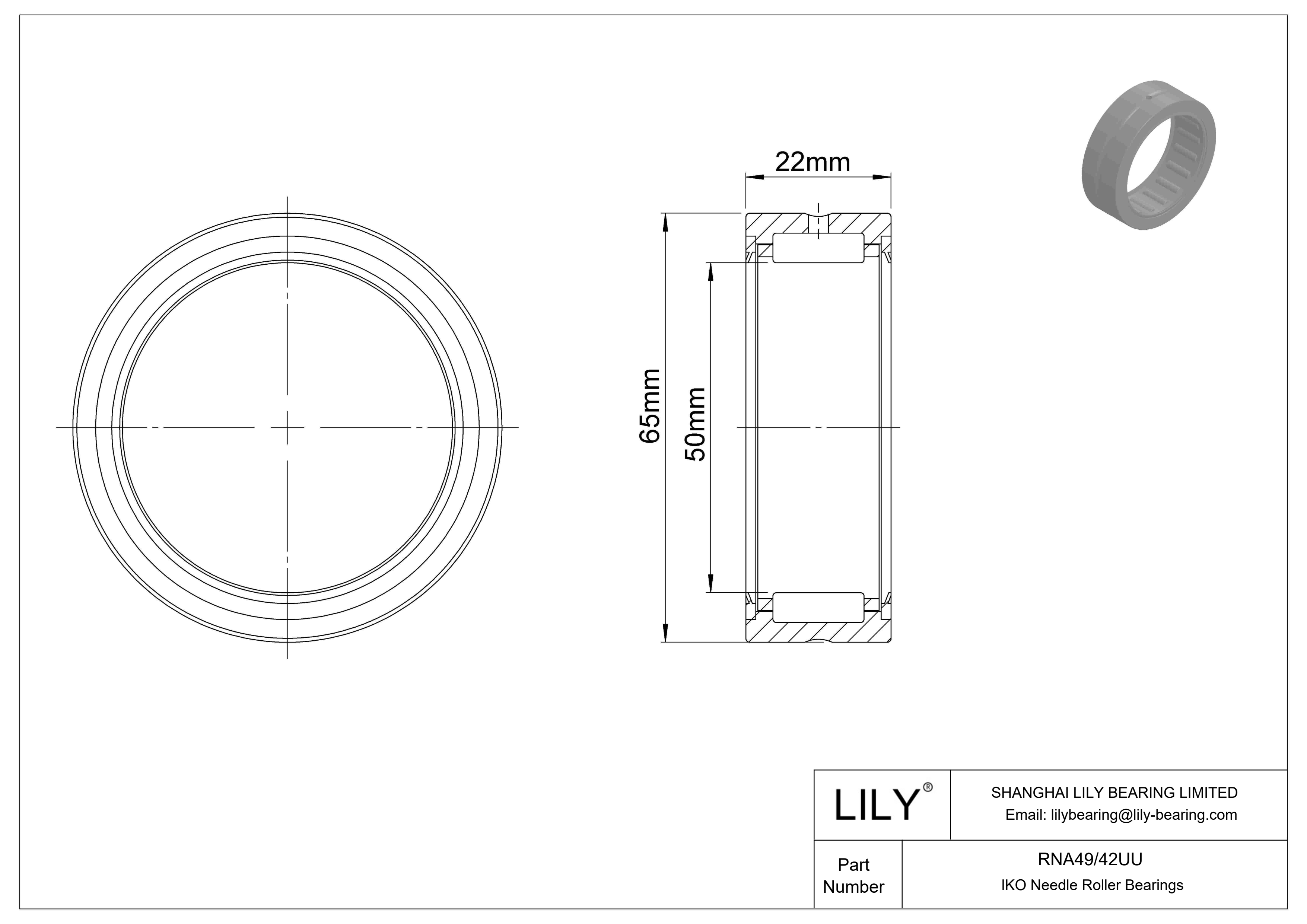 RNA49/42UU Machined Type Needle Roller Bearings cad drawing