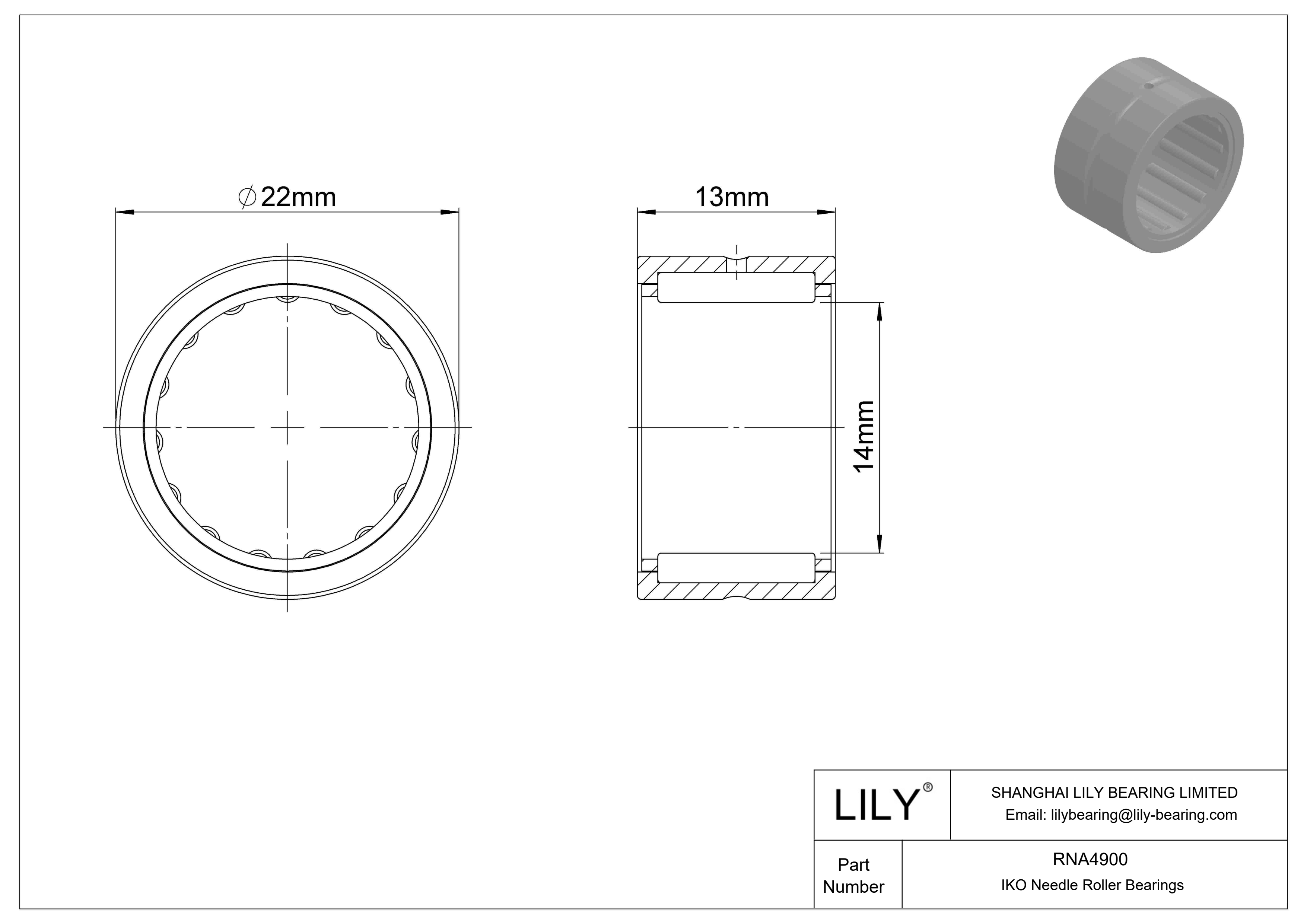 RNA4900 Machined Type Needle Roller Bearings cad drawing