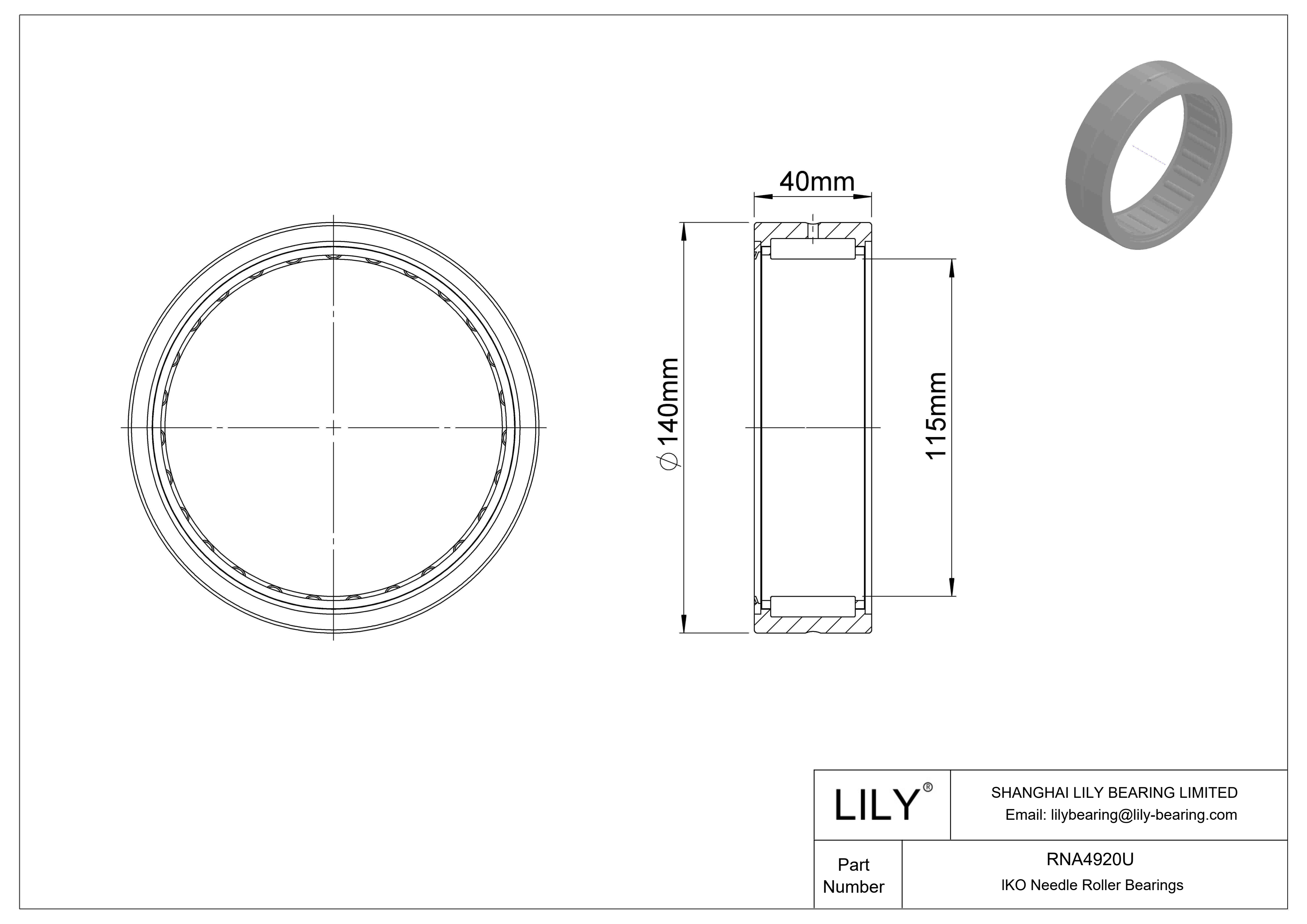 RNA4920U Machined Type Needle Roller Bearings cad drawing