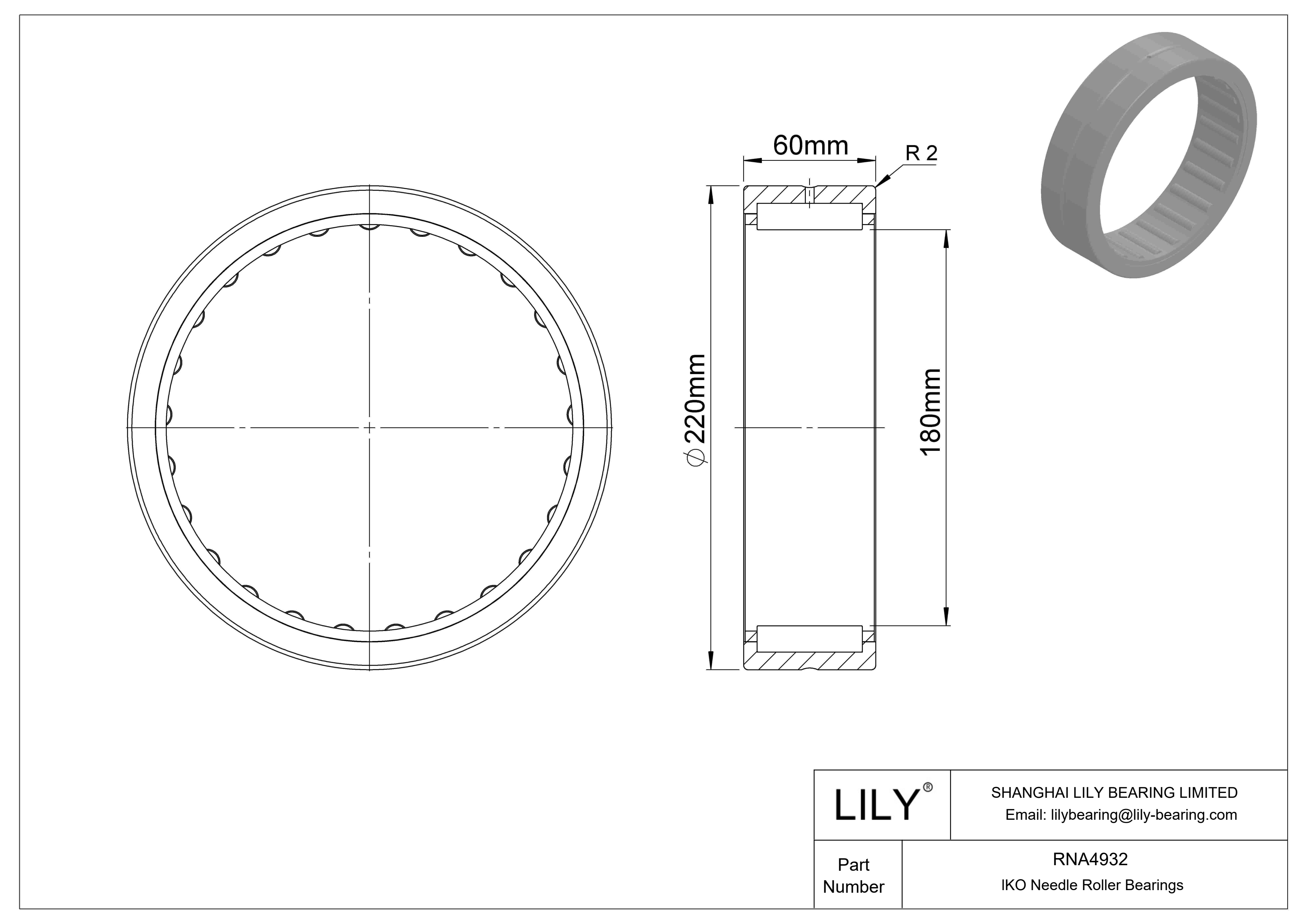 RNA4932 Machined Type Needle Roller Bearings cad drawing