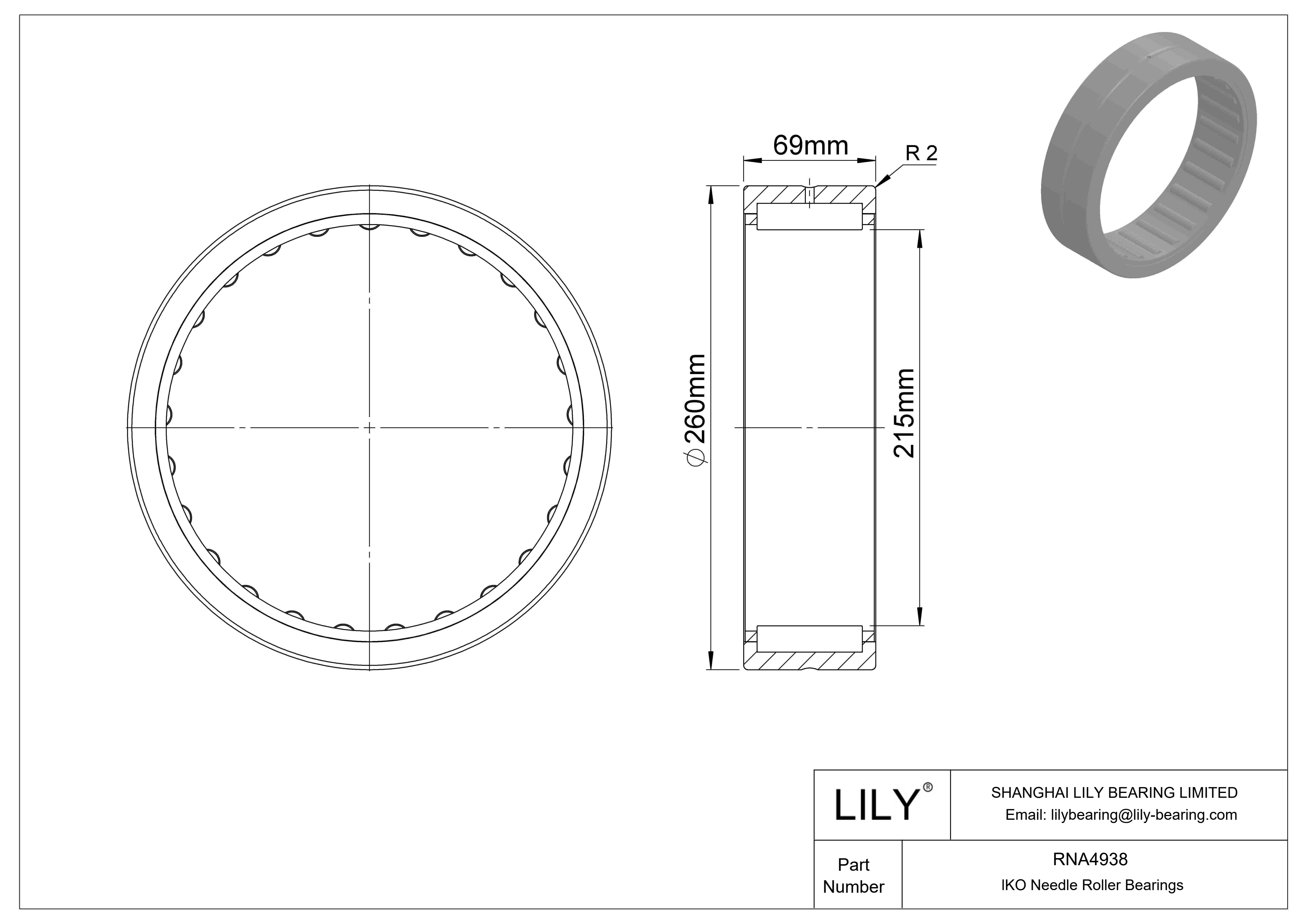 RNA4938 Machined Type Needle Roller Bearings cad drawing