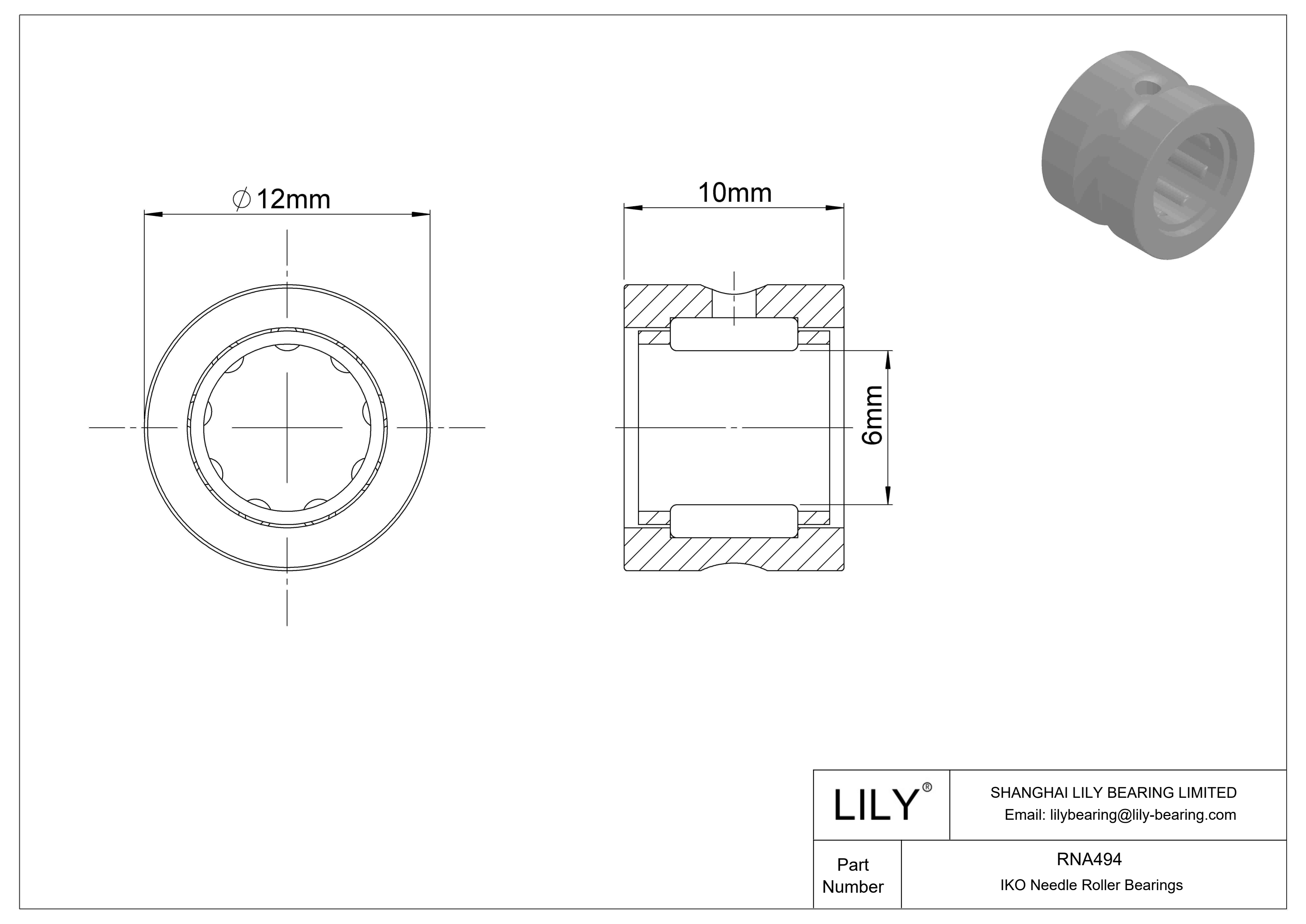 RNA494 Machined Type Needle Roller Bearings cad drawing