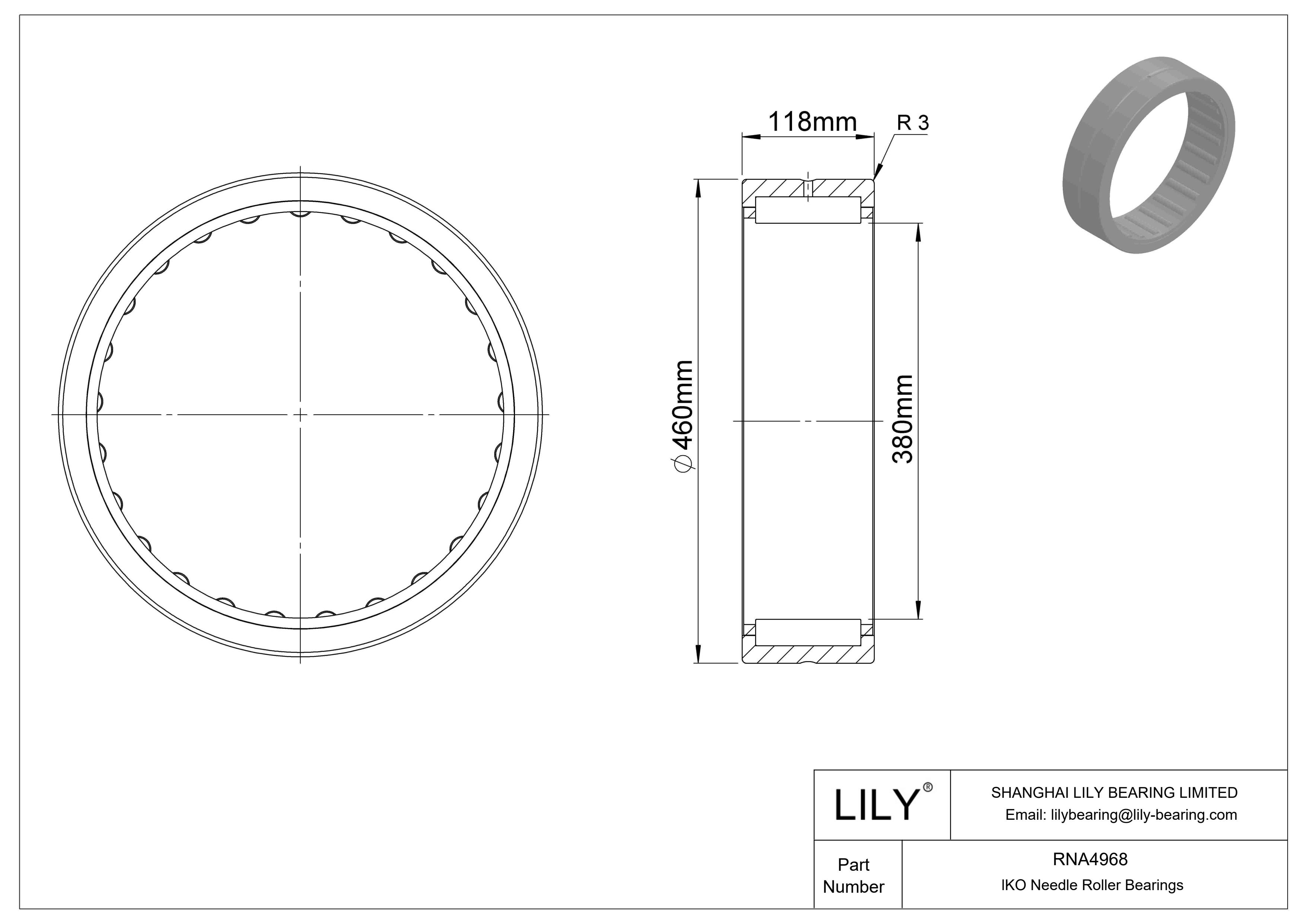 RNA4968 Machined Type Needle Roller Bearings cad drawing