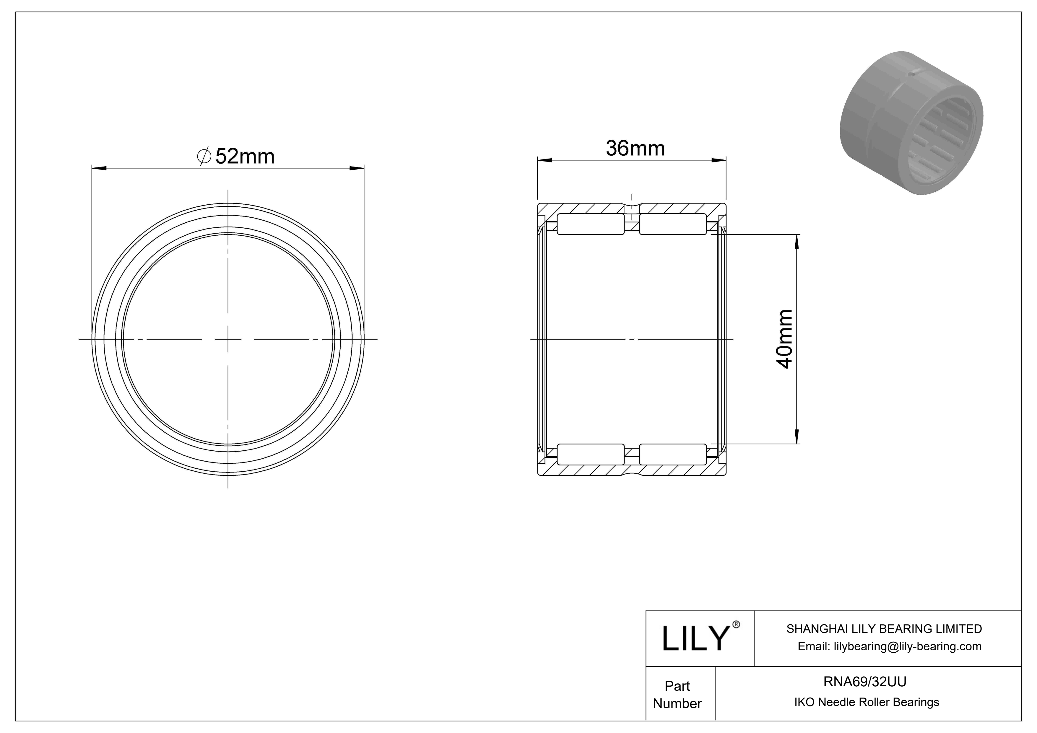 RNA69/32UU Rodamientos de agujas mecanizados cad drawing